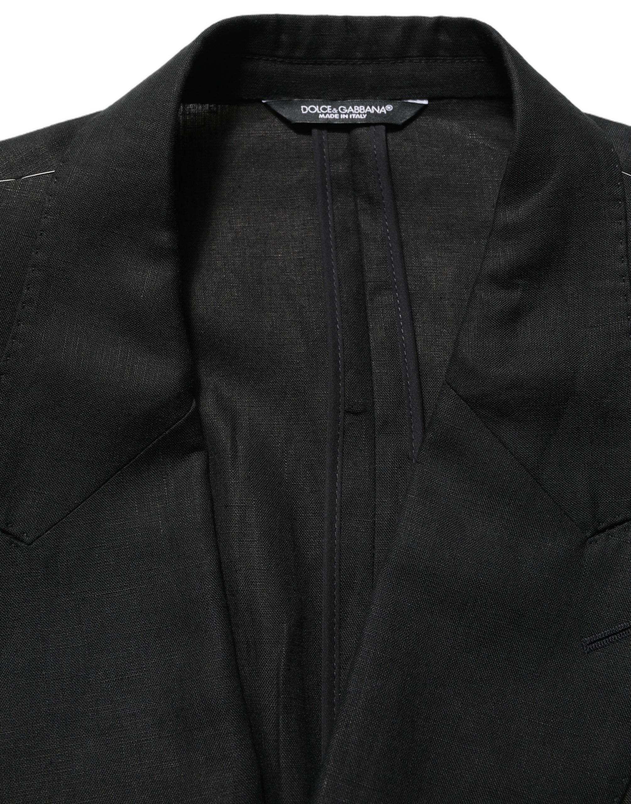 Dolce & Gabbana Black Linen Slim Fit Formal 2 Piece Suit Dolce & Gabbana
