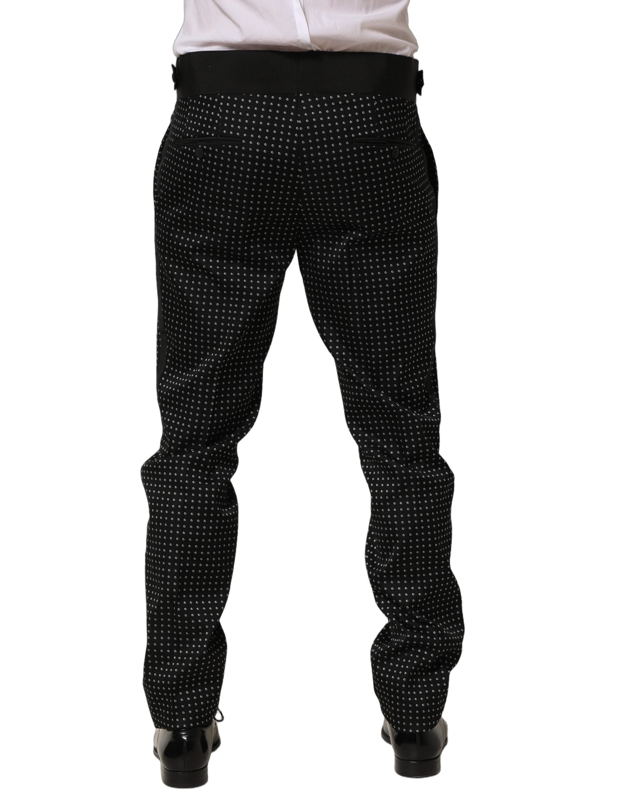 Dolce & Gabbana Black Polka Dot Cotton Dress Trouser Pants Dolce & Gabbana