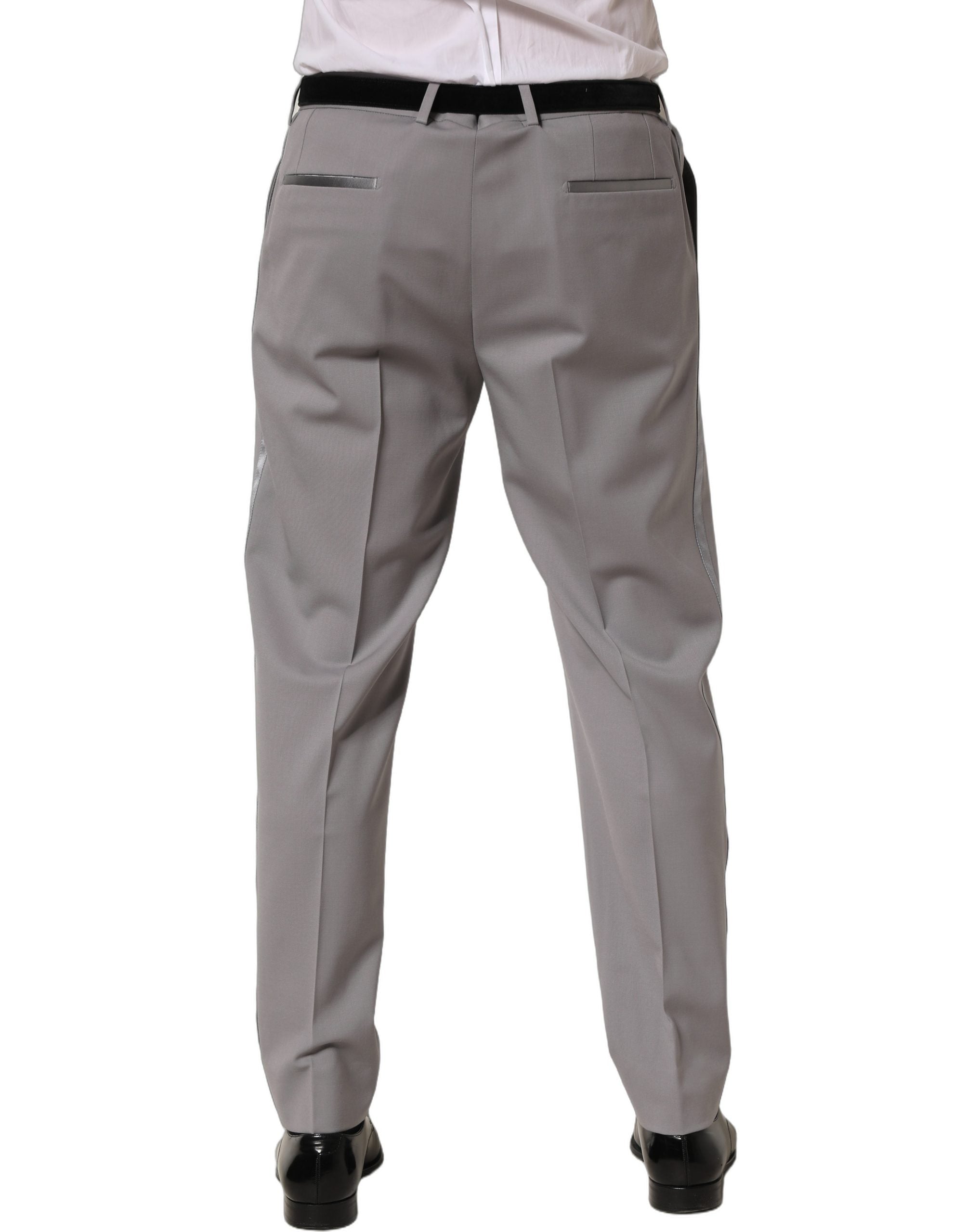 Dolce & Gabbana Gray Wool Tapered Men Dress Trouser Pants Dolce & Gabbana