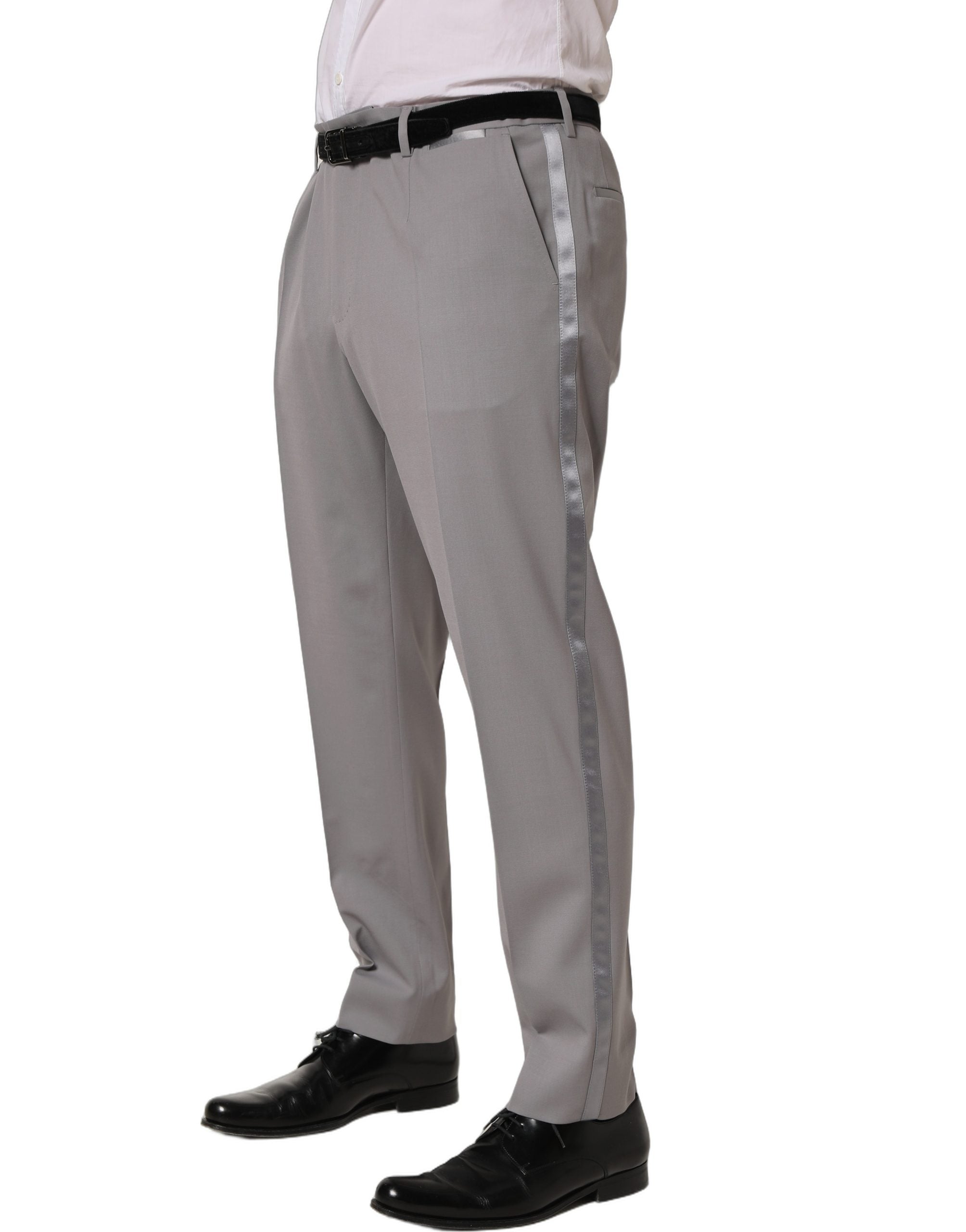 Dolce & Gabbana Gray Wool Tapered Men Dress Trouser Pants Dolce & Gabbana