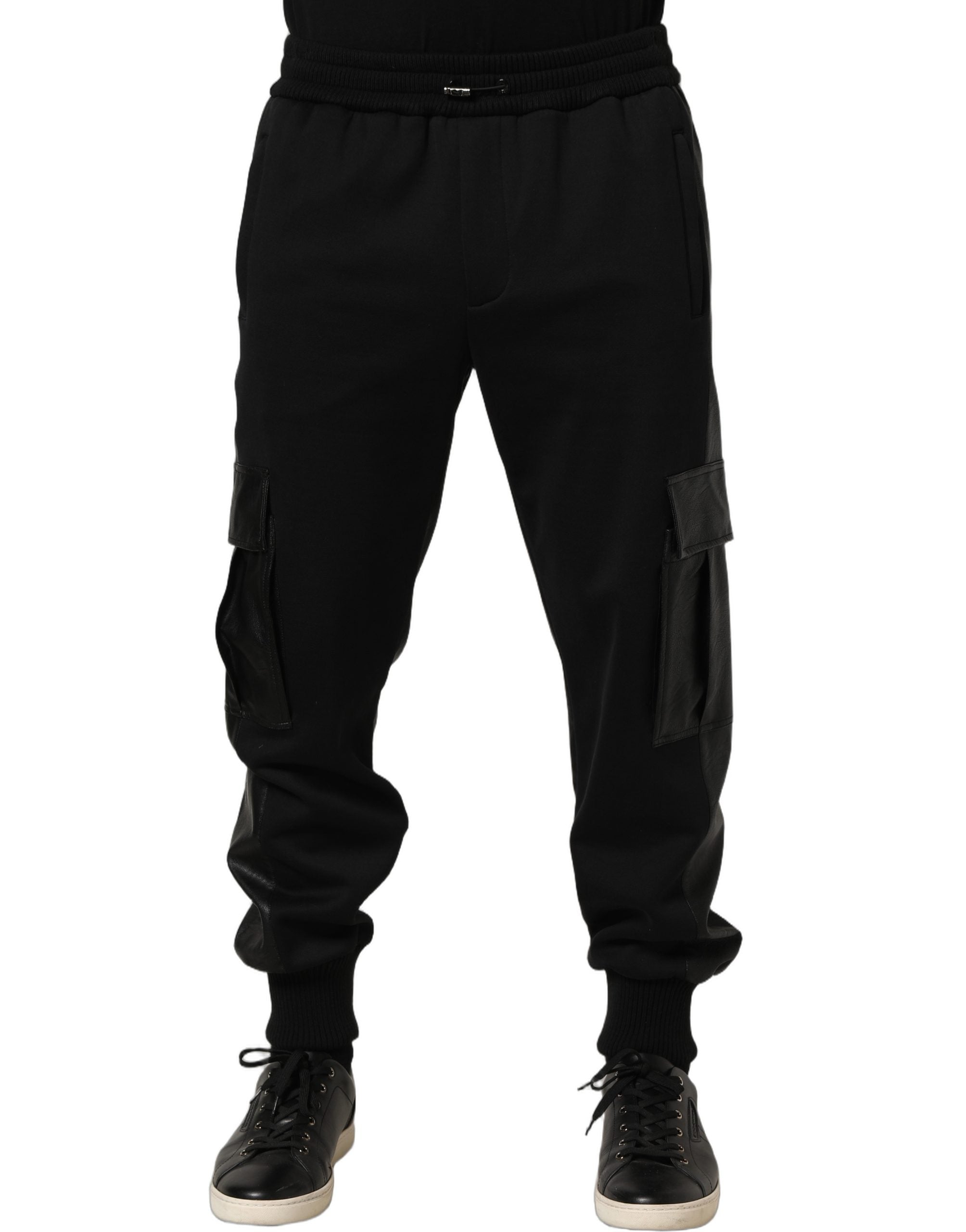 Dolce & Gabbana Black Mid Waist Cargo Jogger Sweatpants Pants Dolce & Gabbana