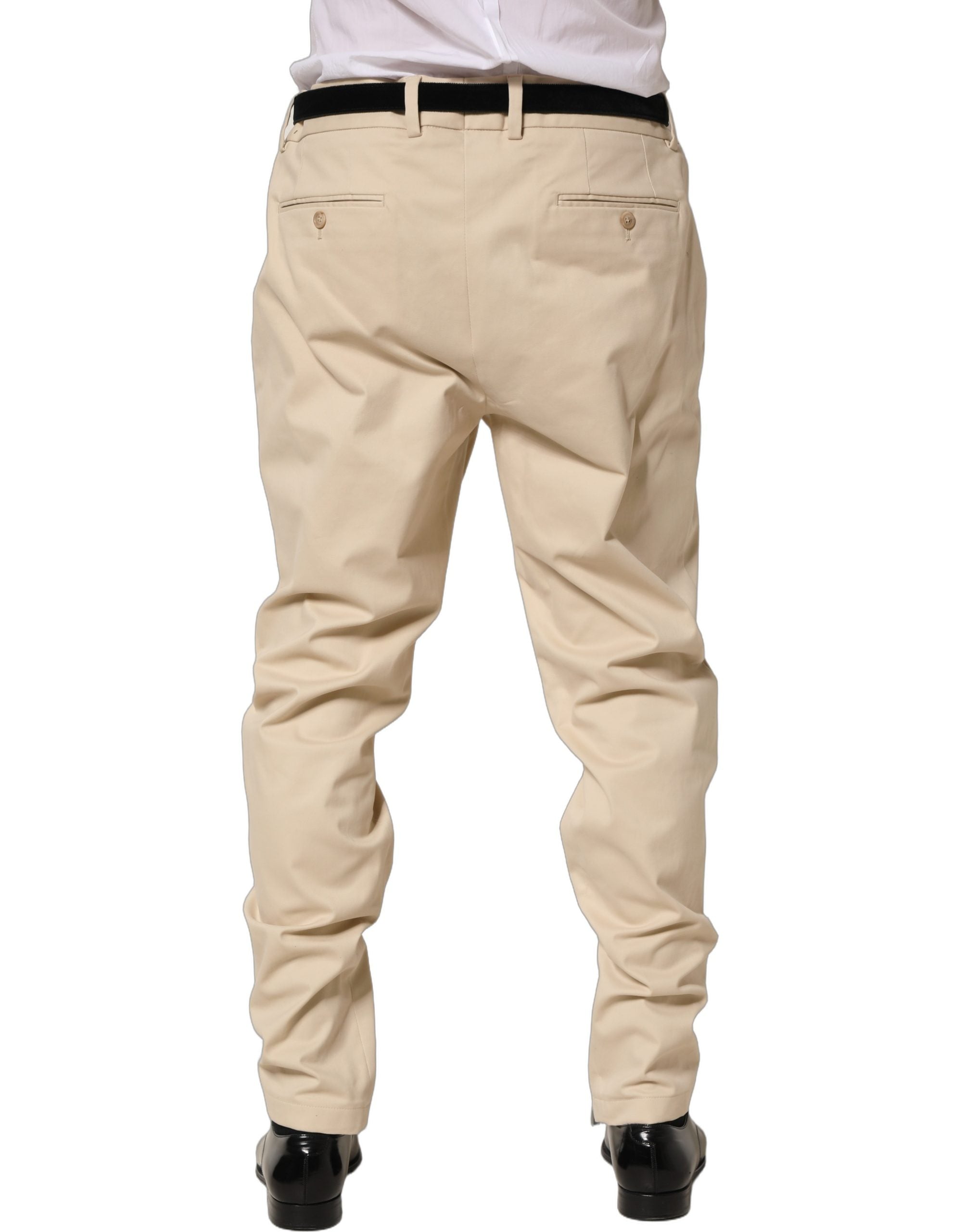 Dolce & Gabbana Beige Re-Editon Mid Waist Tapered Men Pants Dolce & Gabbana
