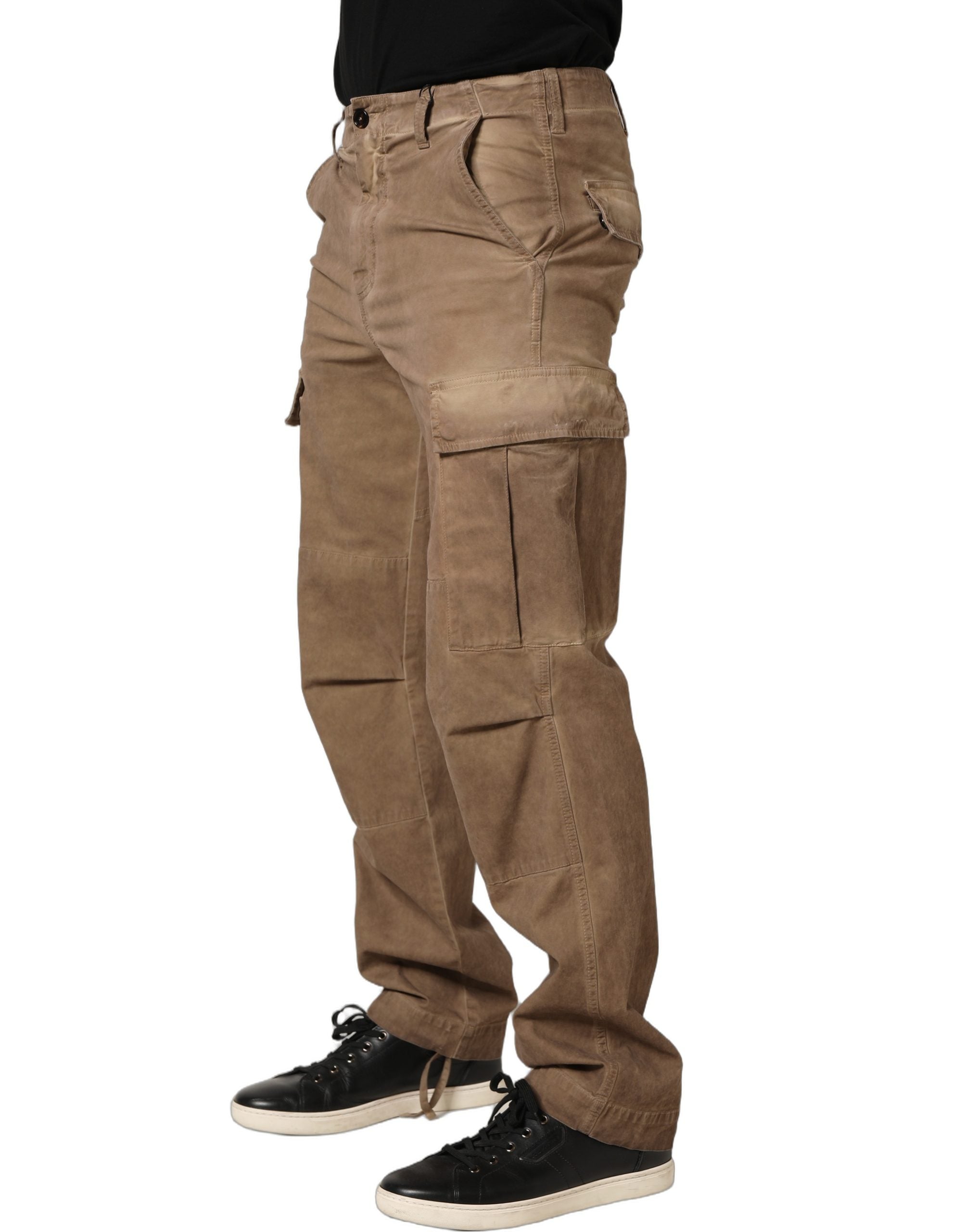 Dolce & Gabbana Brown Mid Waist Cargo Straight Trouser Pants Dolce & Gabbana