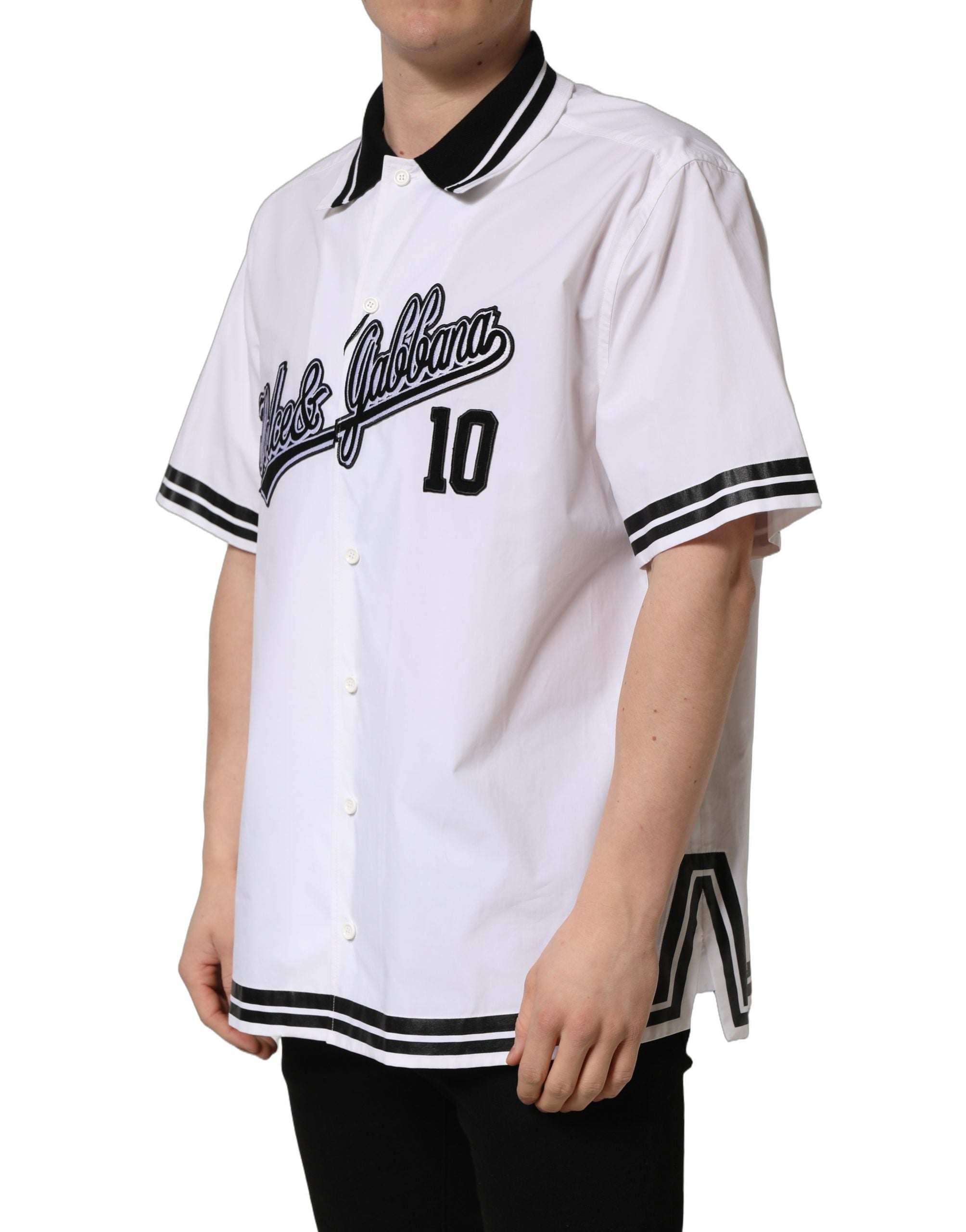 Dolce & Gabbana White LogoPatch Cotton Baseball Casual Shirt Dolce & Gabbana