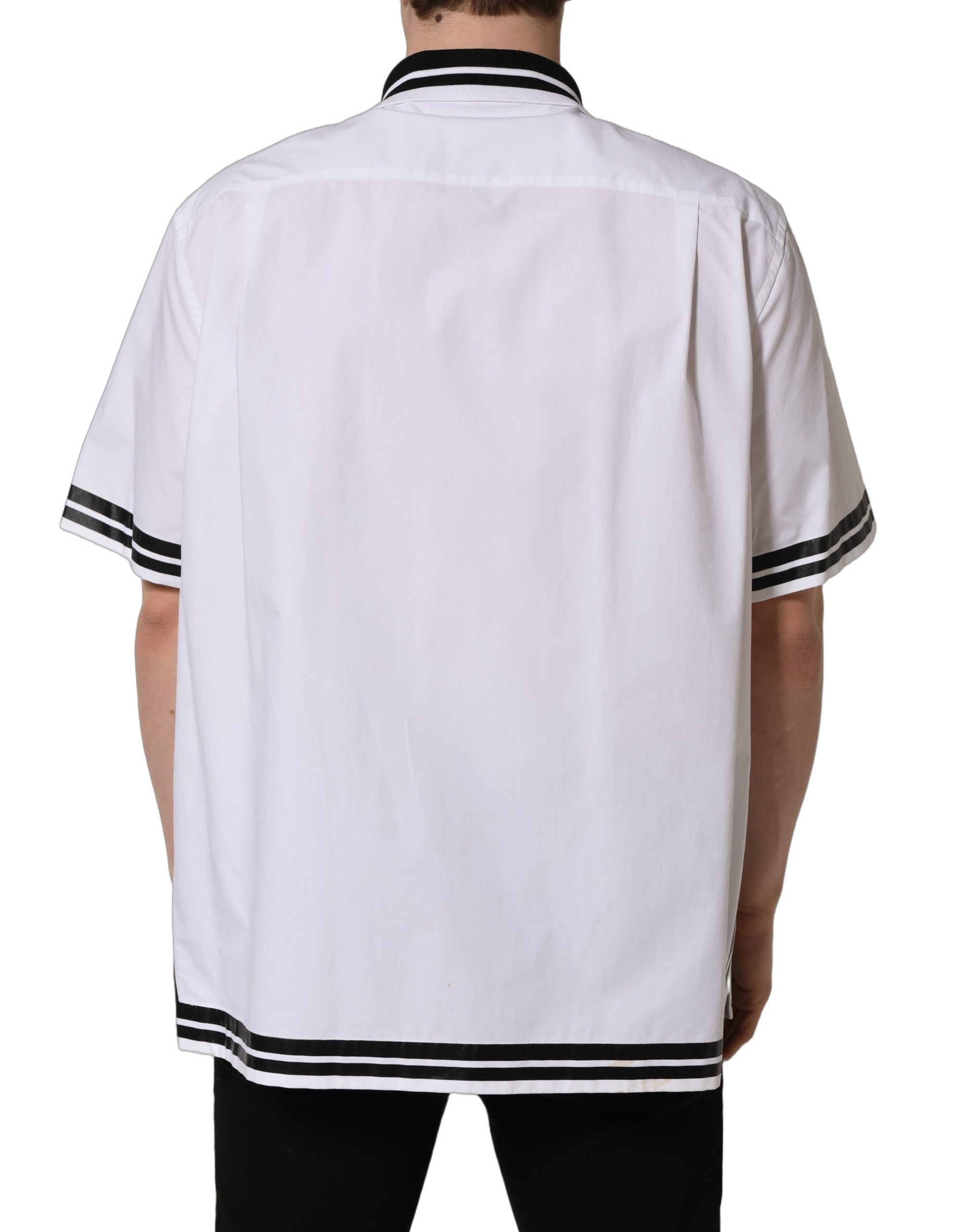 Dolce & Gabbana White LogoPatch Cotton Baseball Casual Shirt Dolce & Gabbana