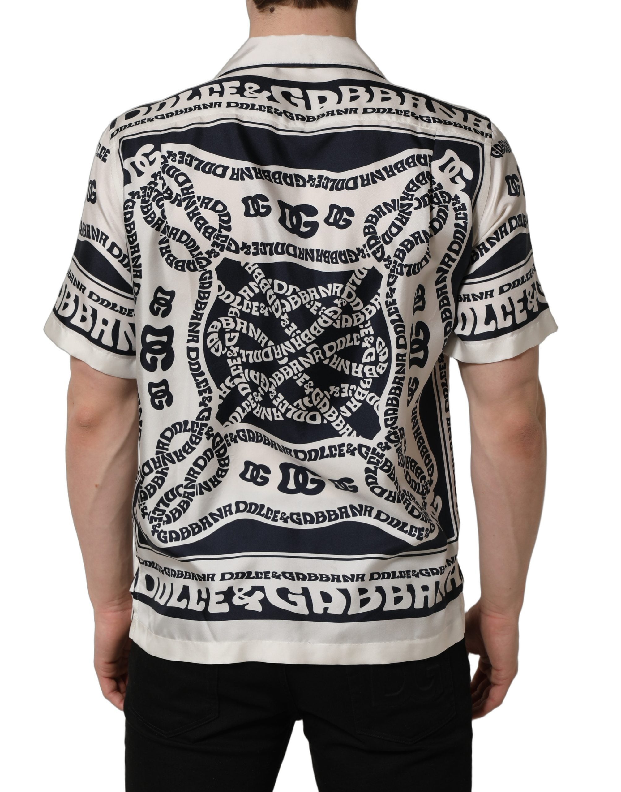 Dolce & Gabbana Black White Logo Bandana Short Sleeves Shirt Dolce & Gabbana