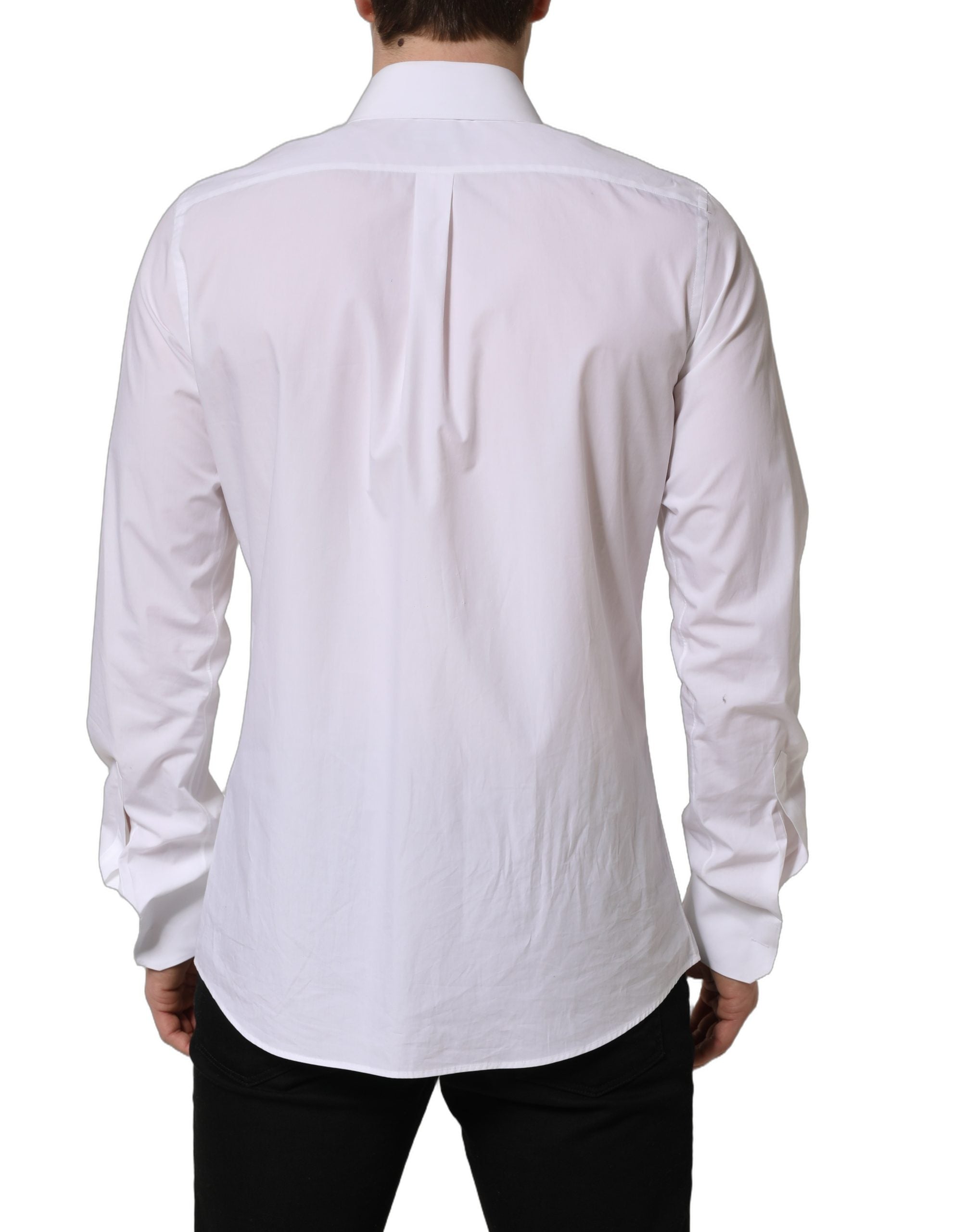 Dolce & Gabbana White MARTINI Long Sleeves Men Dress Shirt Dolce & Gabbana