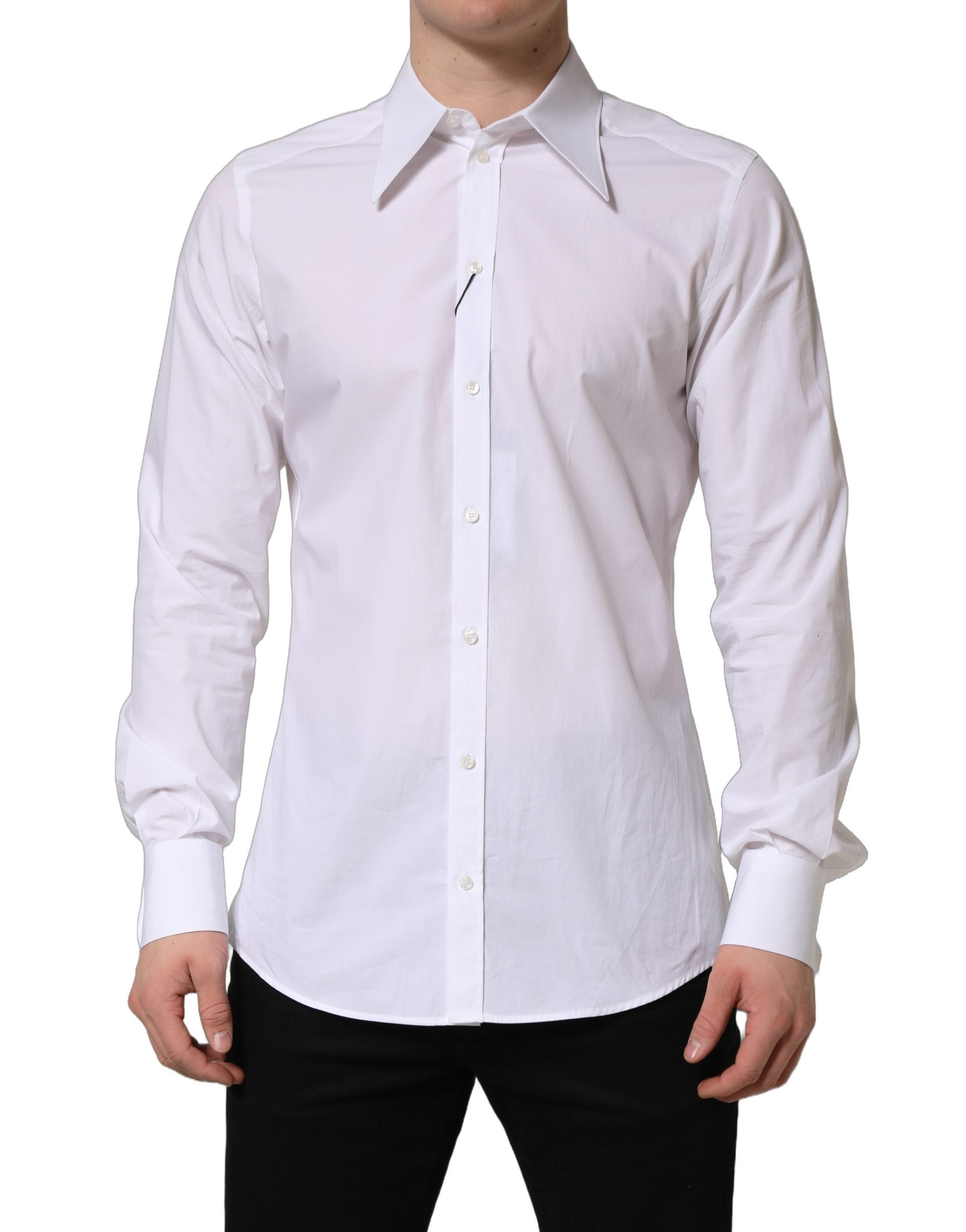 Dolce & Gabbana White MARTINI Long Sleeves Men Dress Shirt Dolce & Gabbana