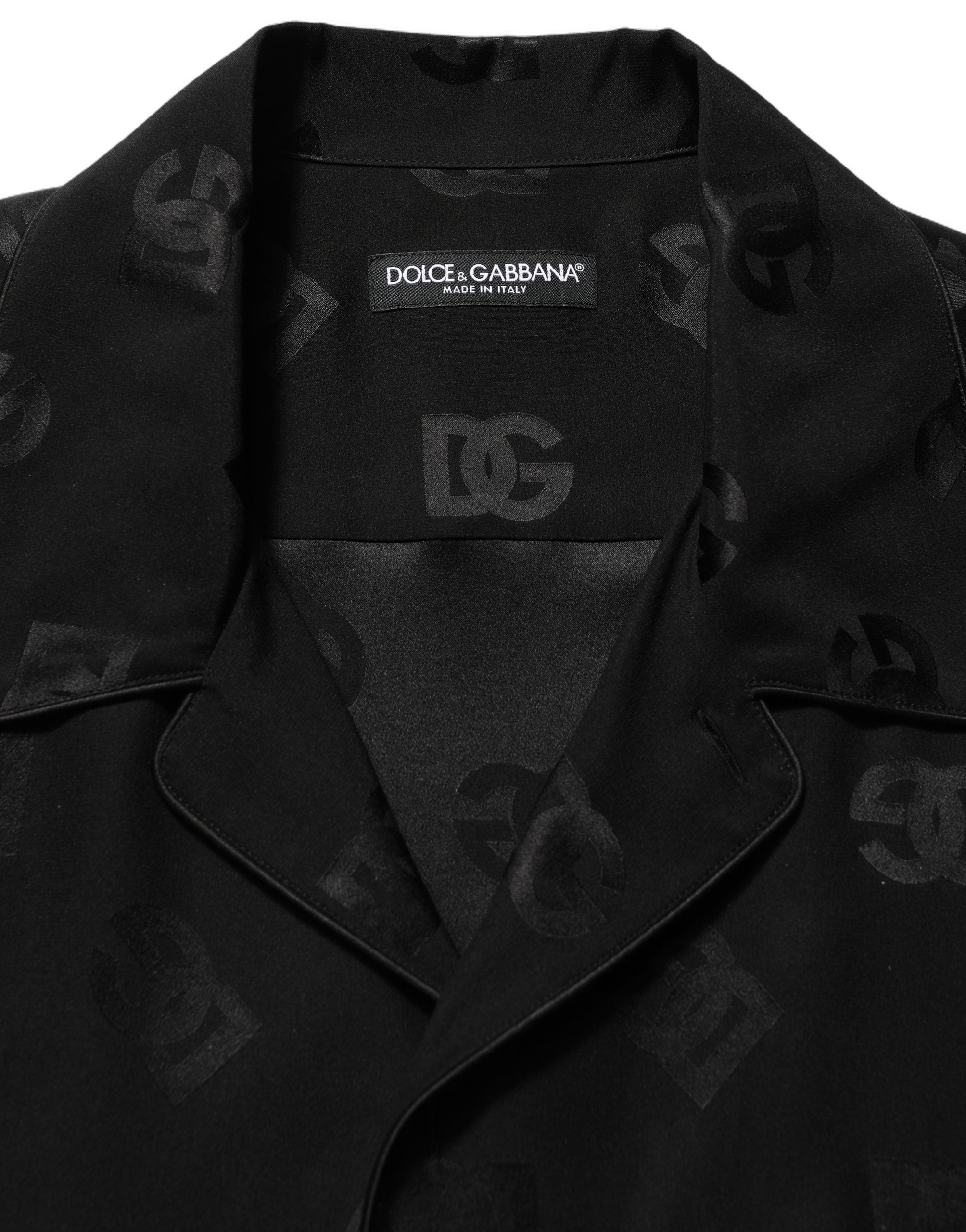 Dolce & Gabbana Black Logo Monogram Short Sleeves Men Shirt Dolce & Gabbana