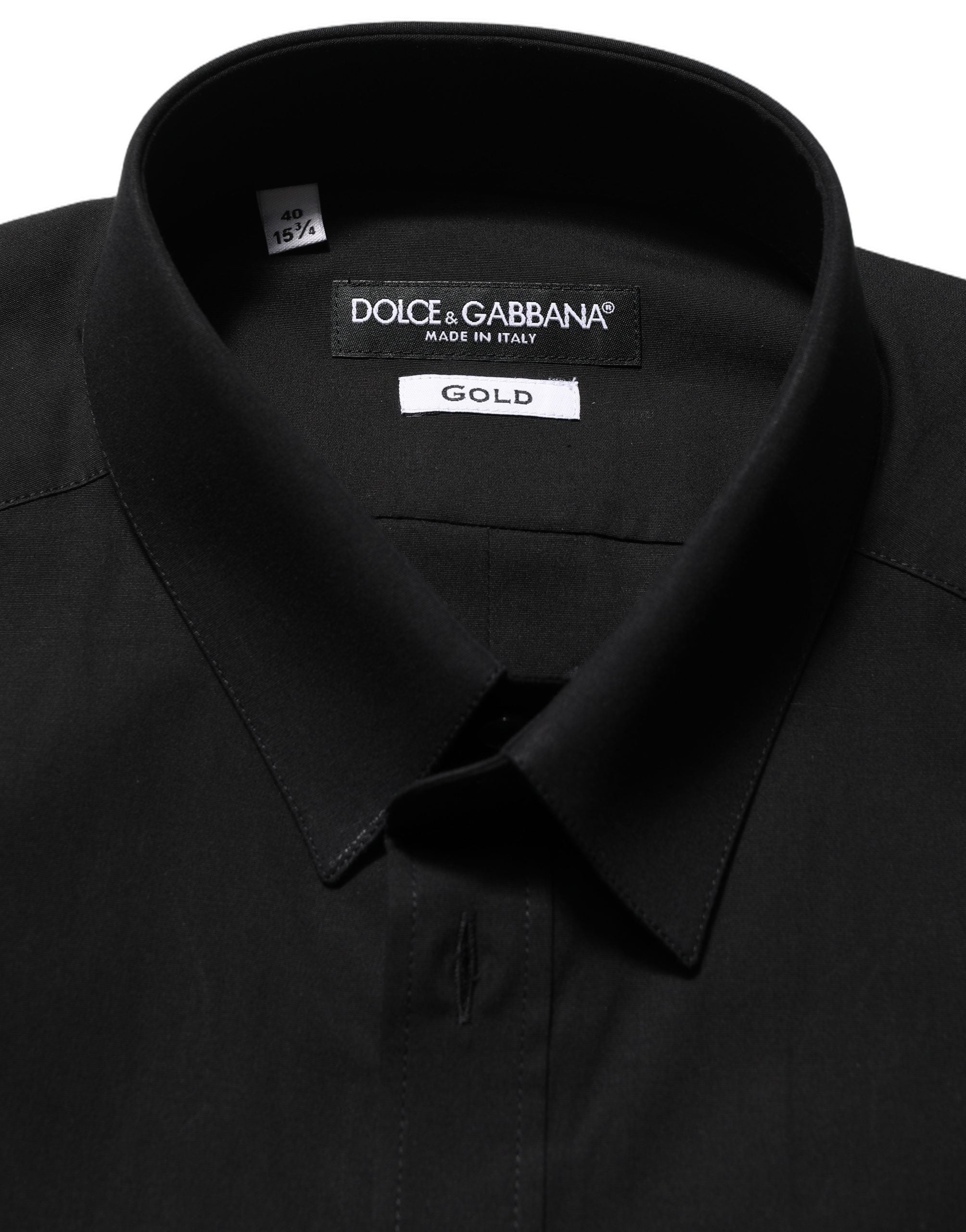 Dolce & Gabbana Black Cotton Stretch GOLD Fit Dress Shirt Dolce & Gabbana