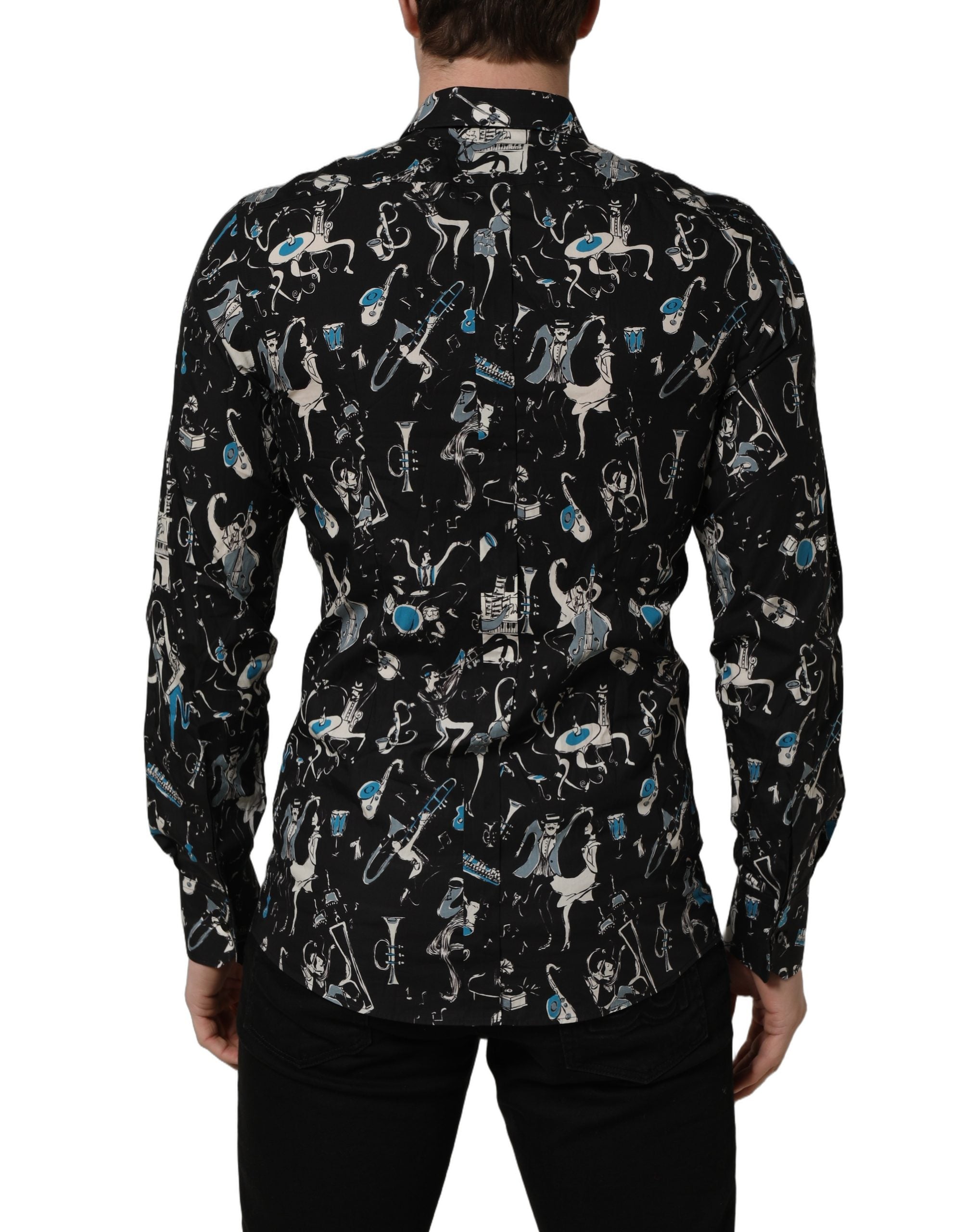 Dolce & Gabbana Black Jazz Club Cotton GOLD Fit Dress Shirt Dolce & Gabbana