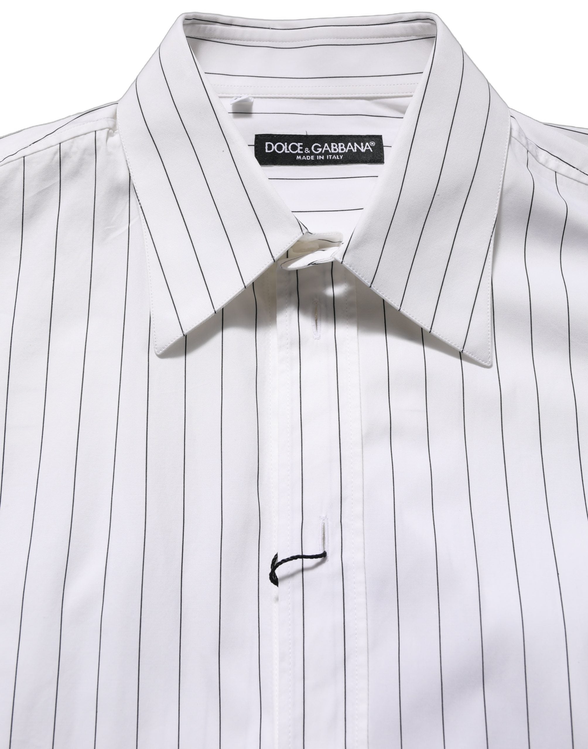 Dolce & Gabbana White Stripes Cotton Men Formal Dress Shirt Dolce & Gabbana