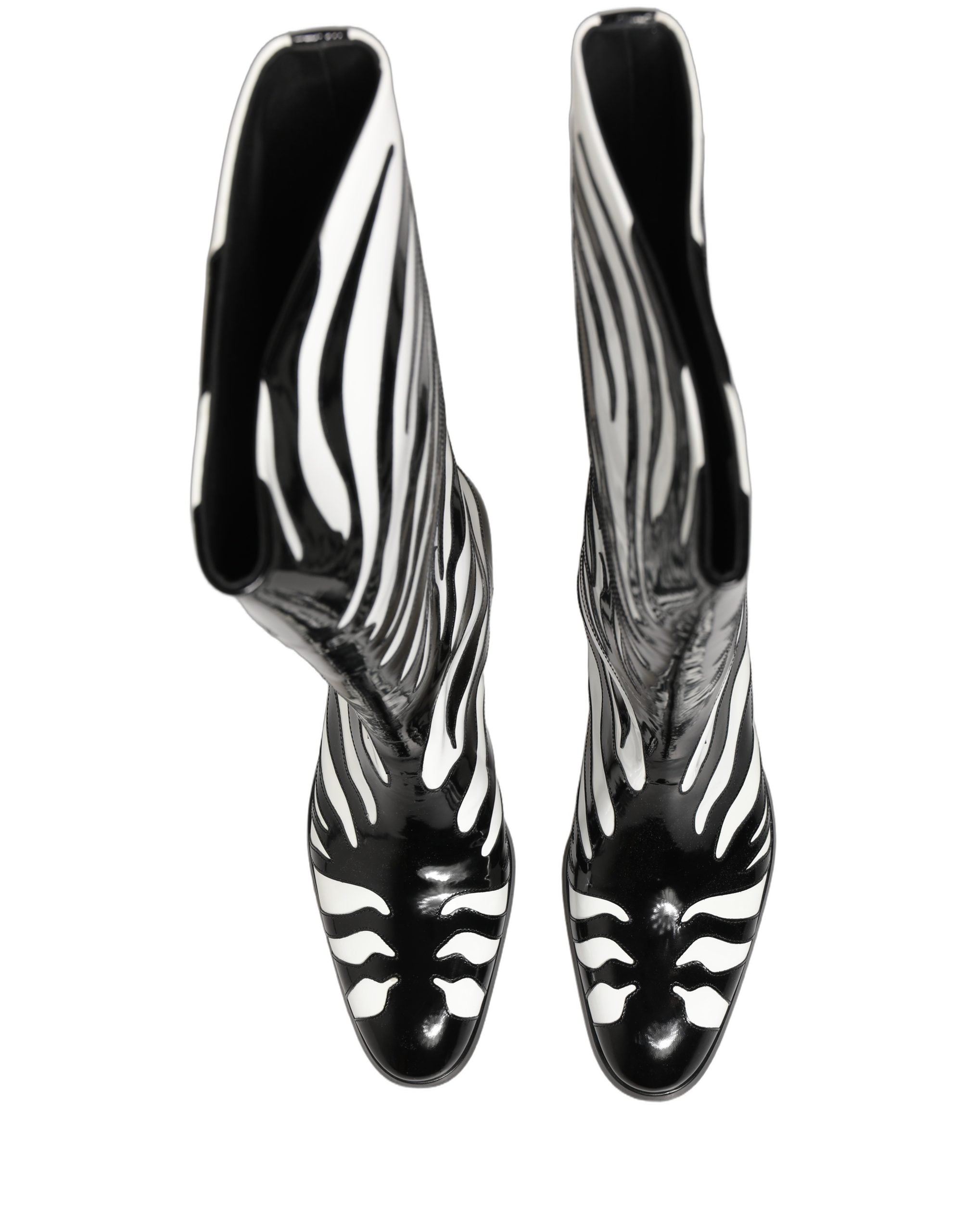 Dolce & Gabbana Black White Zebra Knee High Men Boots Shoes Dolce & Gabbana