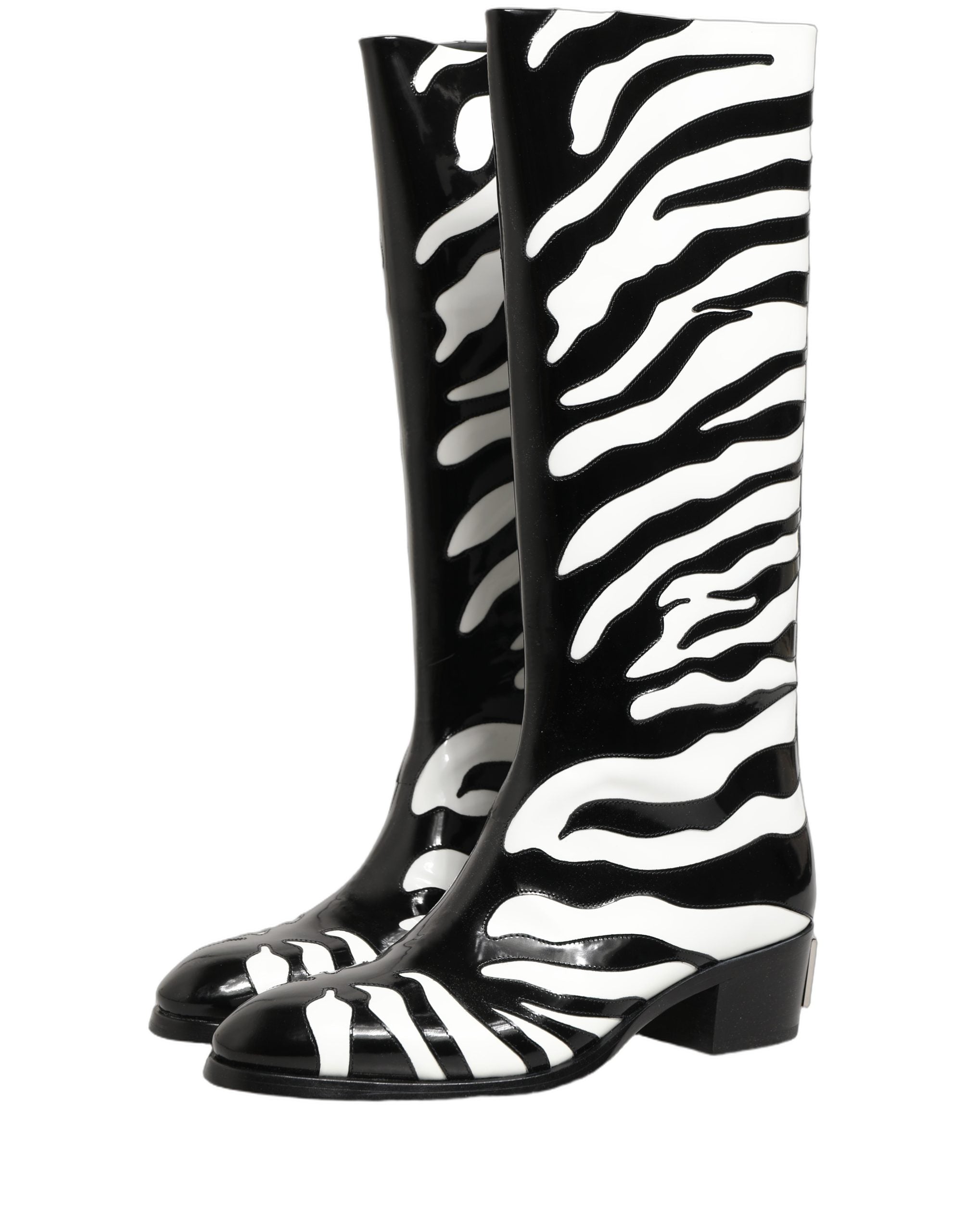 Dolce & Gabbana Black White Zebra Knee High Men Boots Shoes Dolce & Gabbana