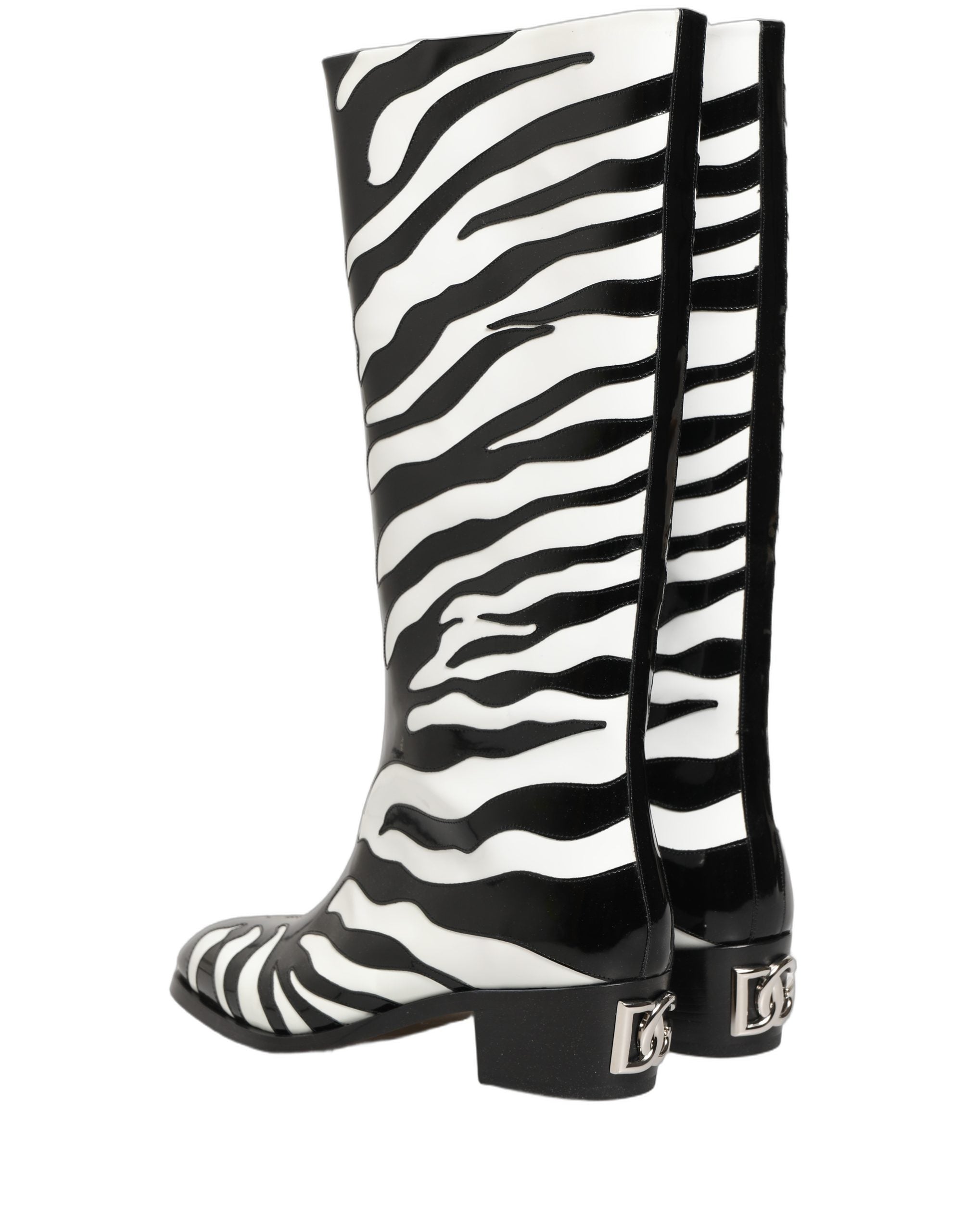 Dolce & Gabbana Black White Zebra Knee High Men Boots Shoes Dolce & Gabbana