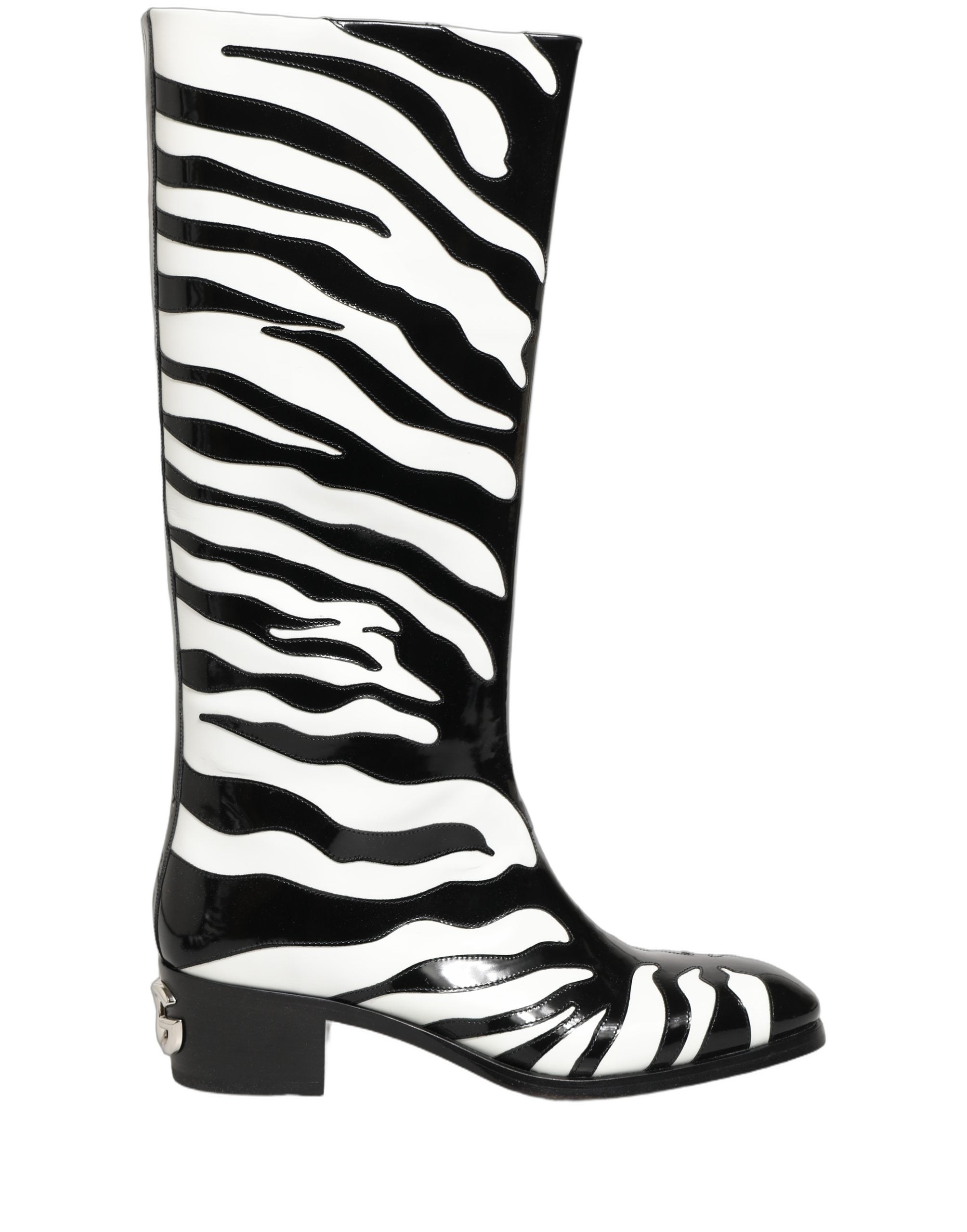 Dolce & Gabbana Black White Zebra Knee High Men Boots Shoes Dolce & Gabbana