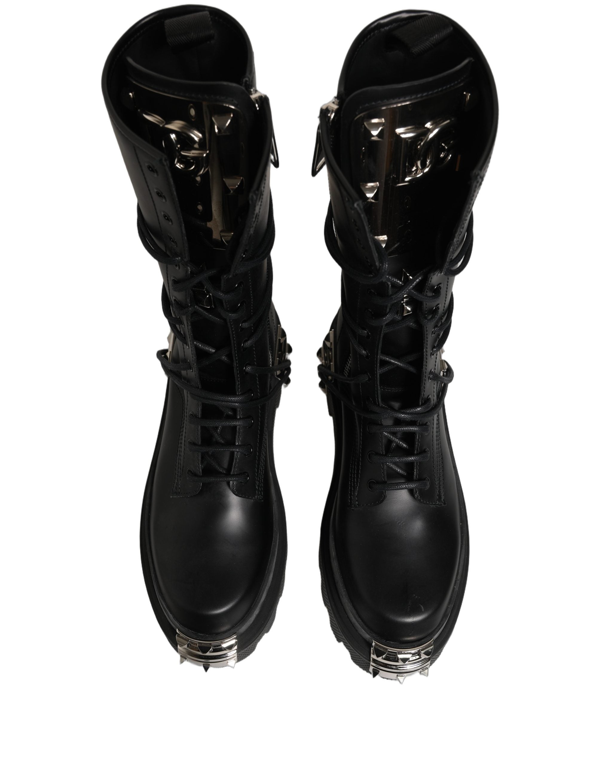 Dolce & Gabbana Black Stud Platform Combat High Boots Shoes Dolce & Gabbana