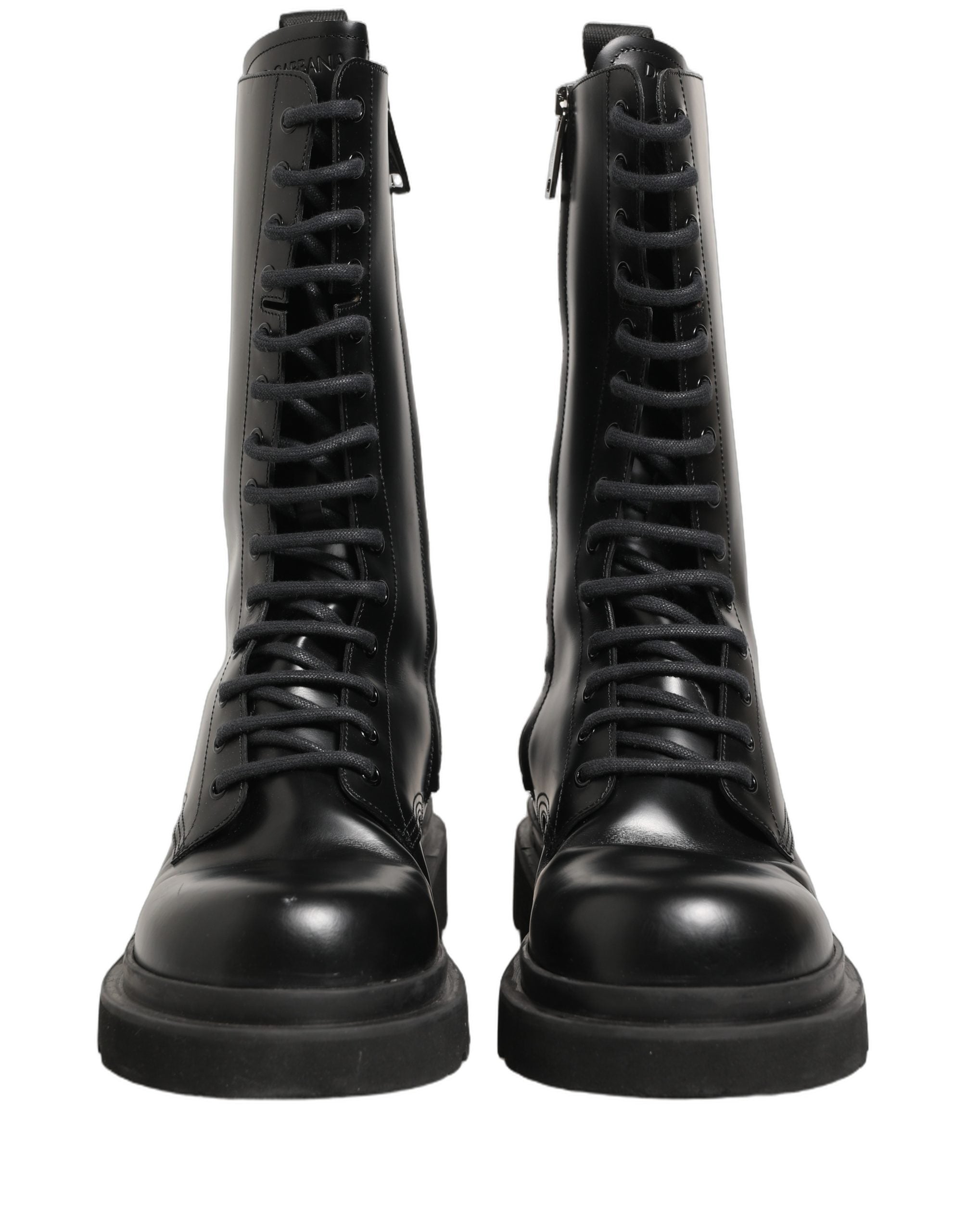 Dolce & Gabbana Black Leather Lace Up Men Combat Boots Shoes Dolce & Gabbana