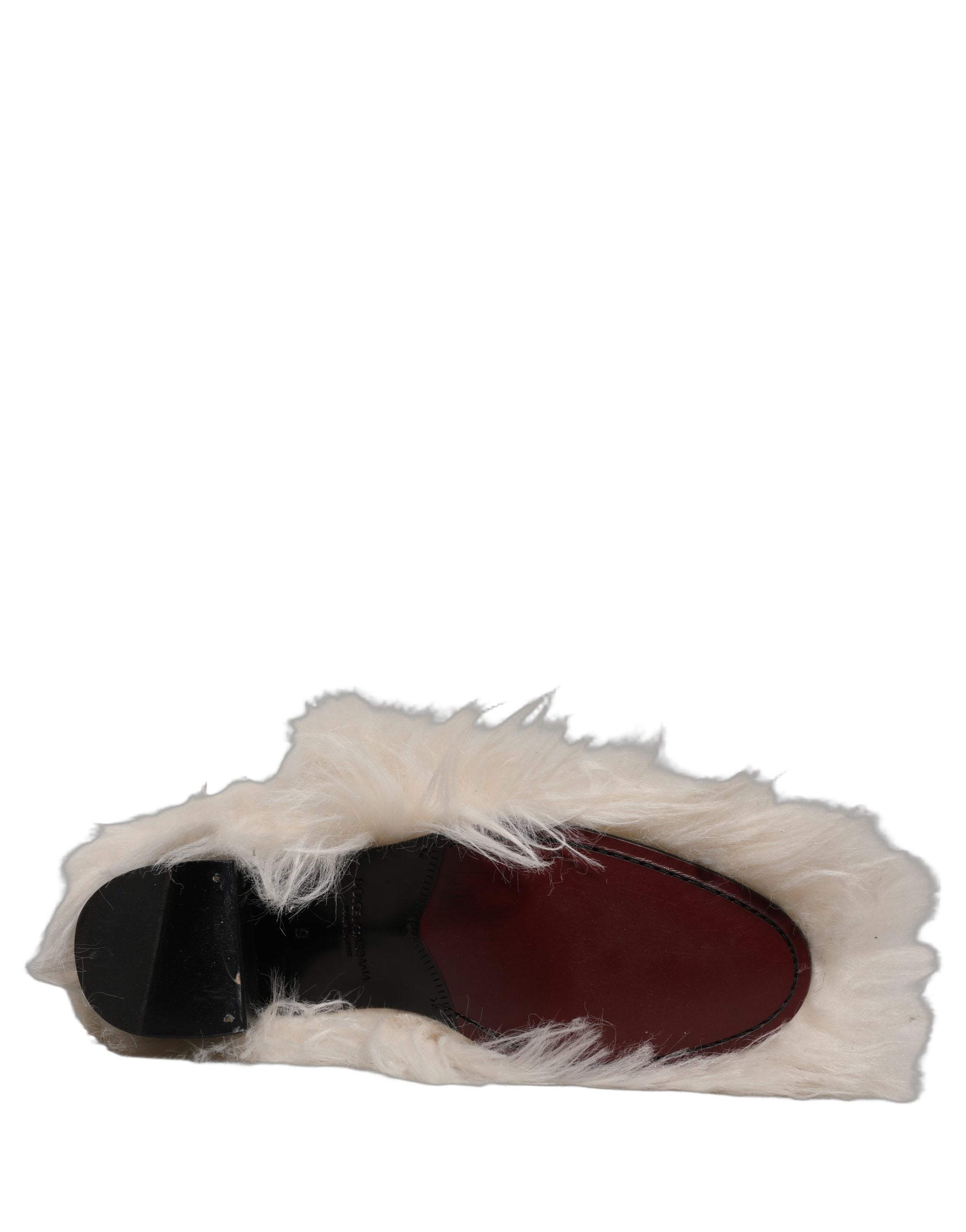 Dolce & Gabbana White Faux Fur Mid Calf Men Boots Shoes Dolce & Gabbana