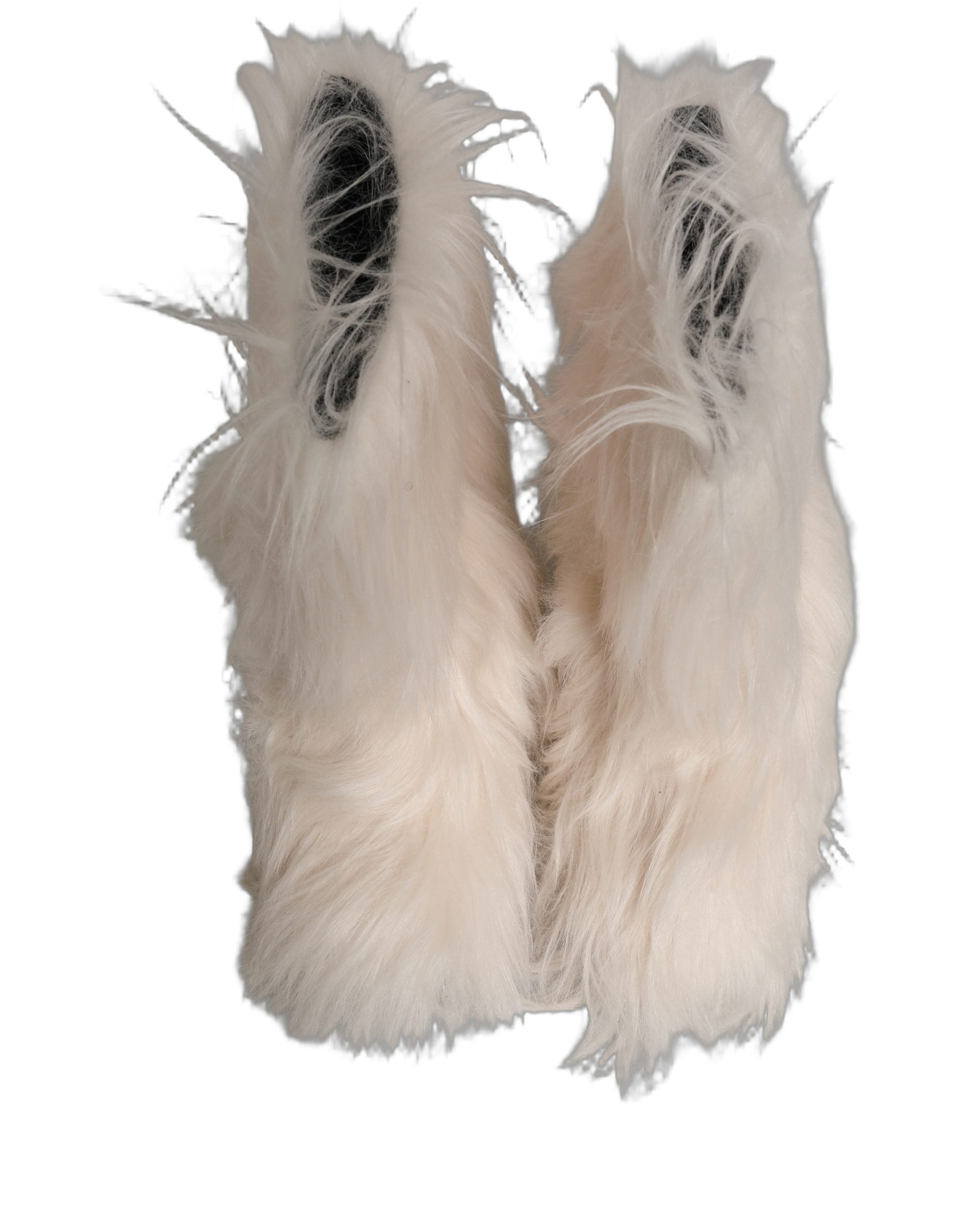Dolce & Gabbana White Faux Fur Mid Calf Men Boots Shoes Dolce & Gabbana