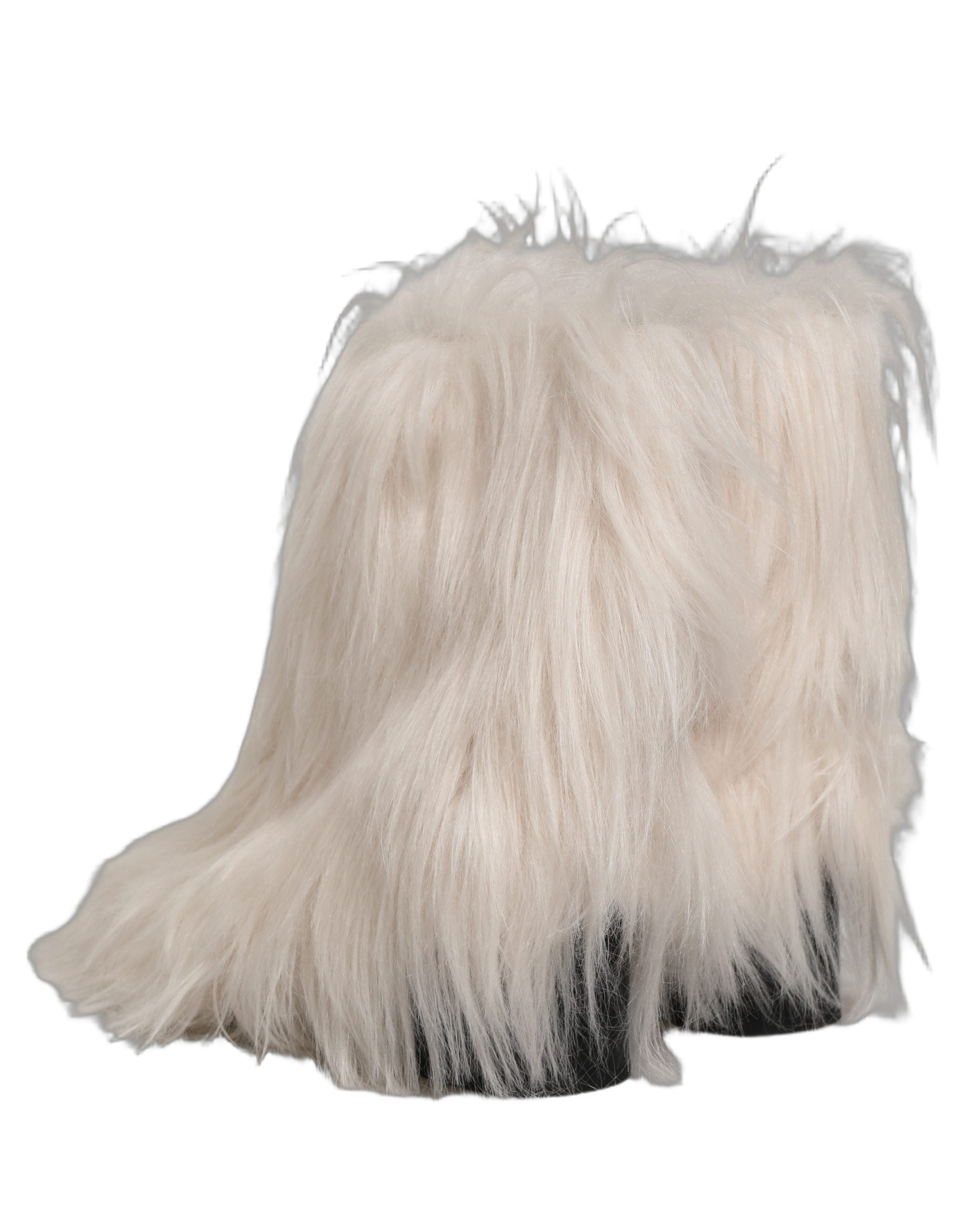 Dolce & Gabbana White Faux Fur Mid Calf Men Boots Shoes Dolce & Gabbana