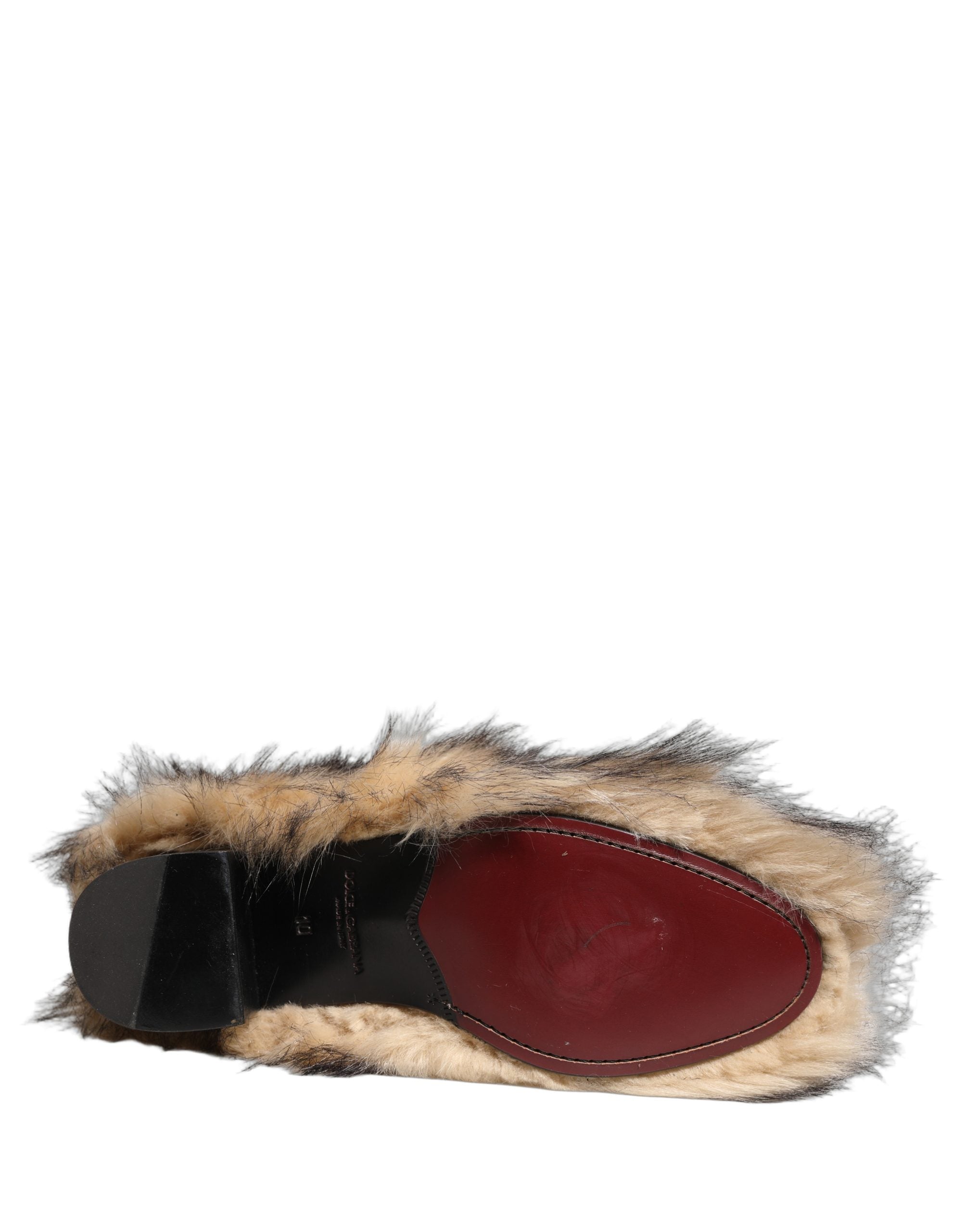 Dolce & Gabbana Brown Faux Fur Mid Calf Men Boots Shoes Dolce & Gabbana