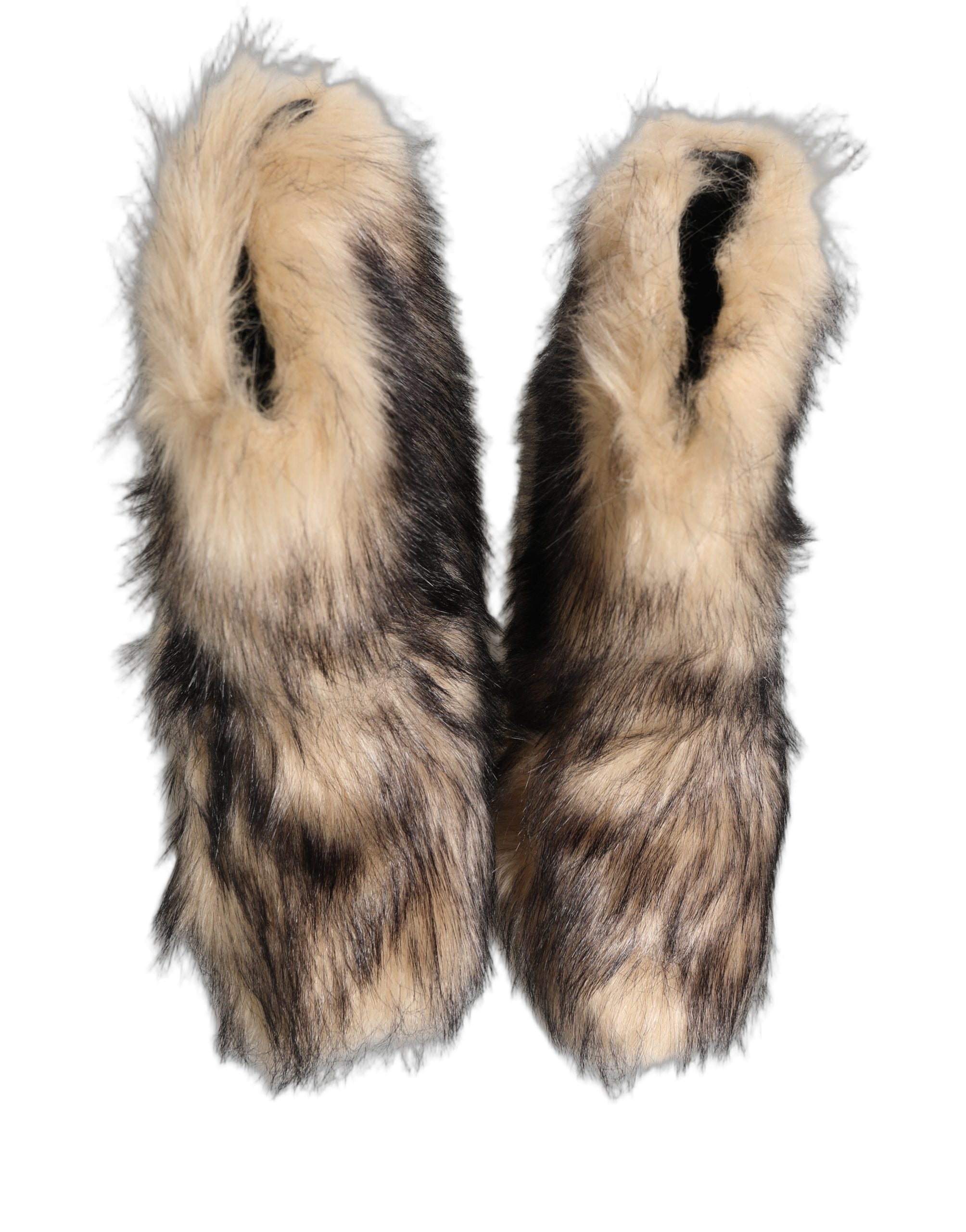 Dolce & Gabbana Brown Faux Fur Mid Calf Men Boots Shoes Dolce & Gabbana