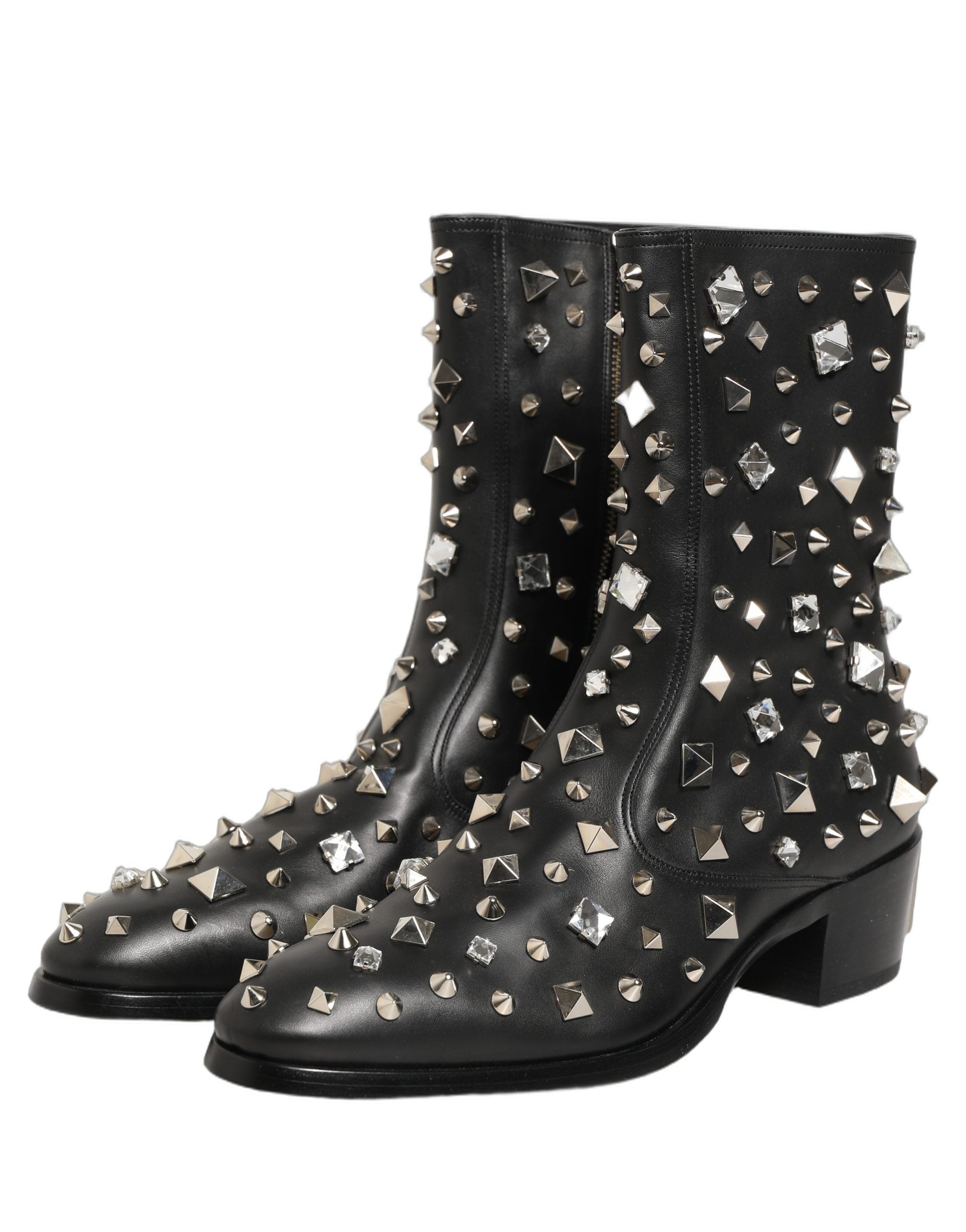 Dolce & Gabbana Black Crystal Embellished Short Boots Shoes Dolce & Gabbana