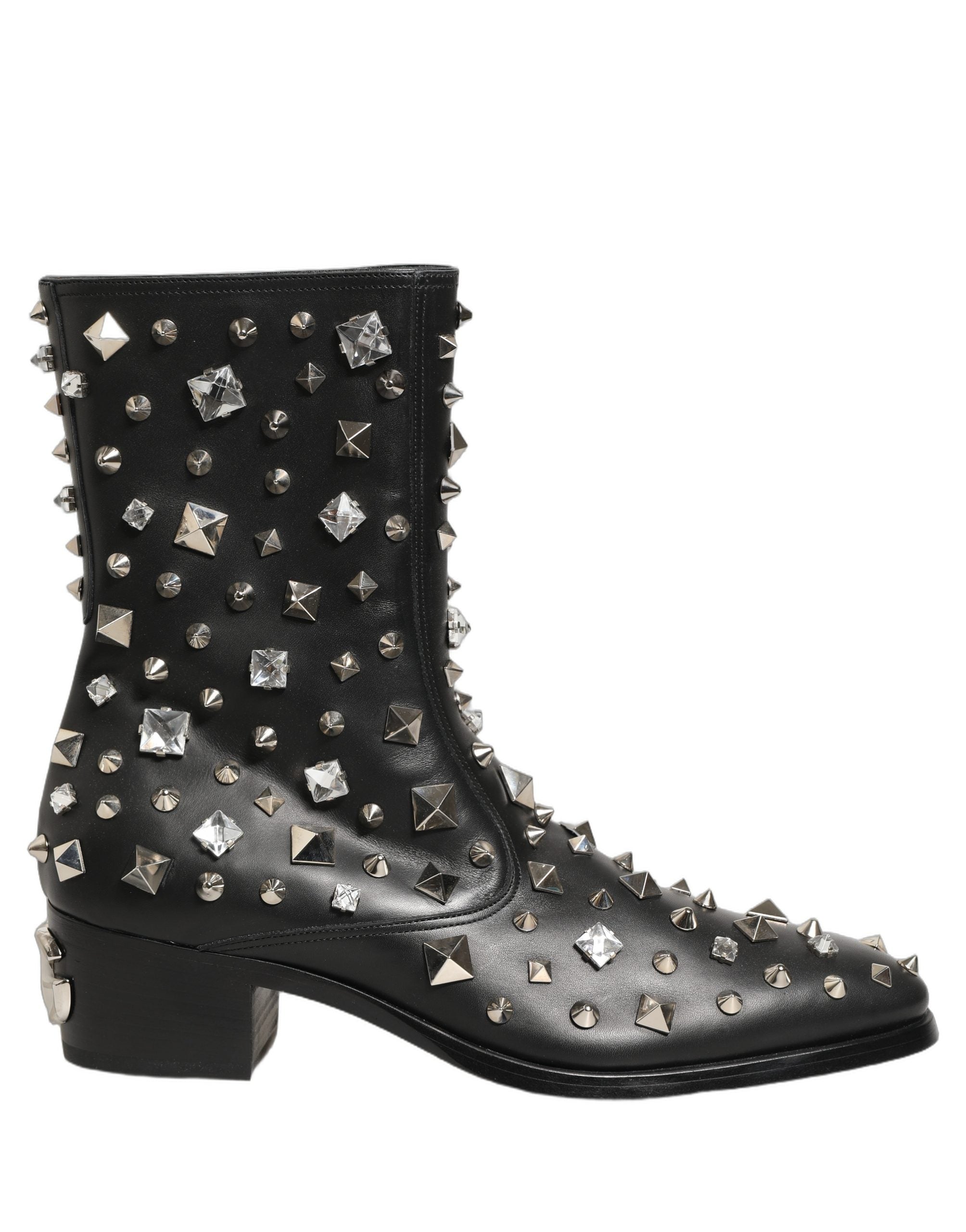 Dolce & Gabbana Black Crystal Embellished Short Boots Shoes Dolce & Gabbana