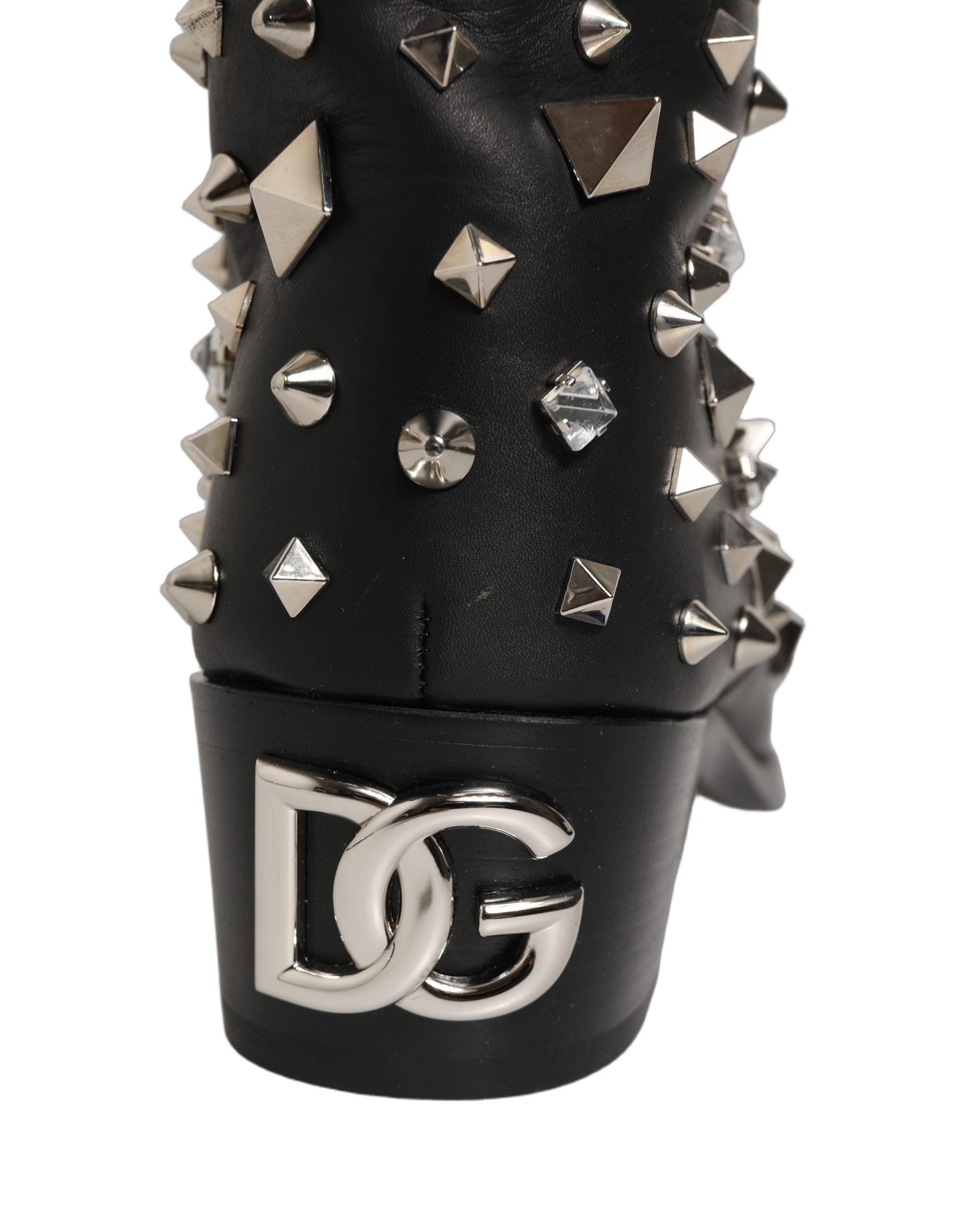Dolce & Gabbana Black Crystal Embellished High Boots Shoes Dolce & Gabbana