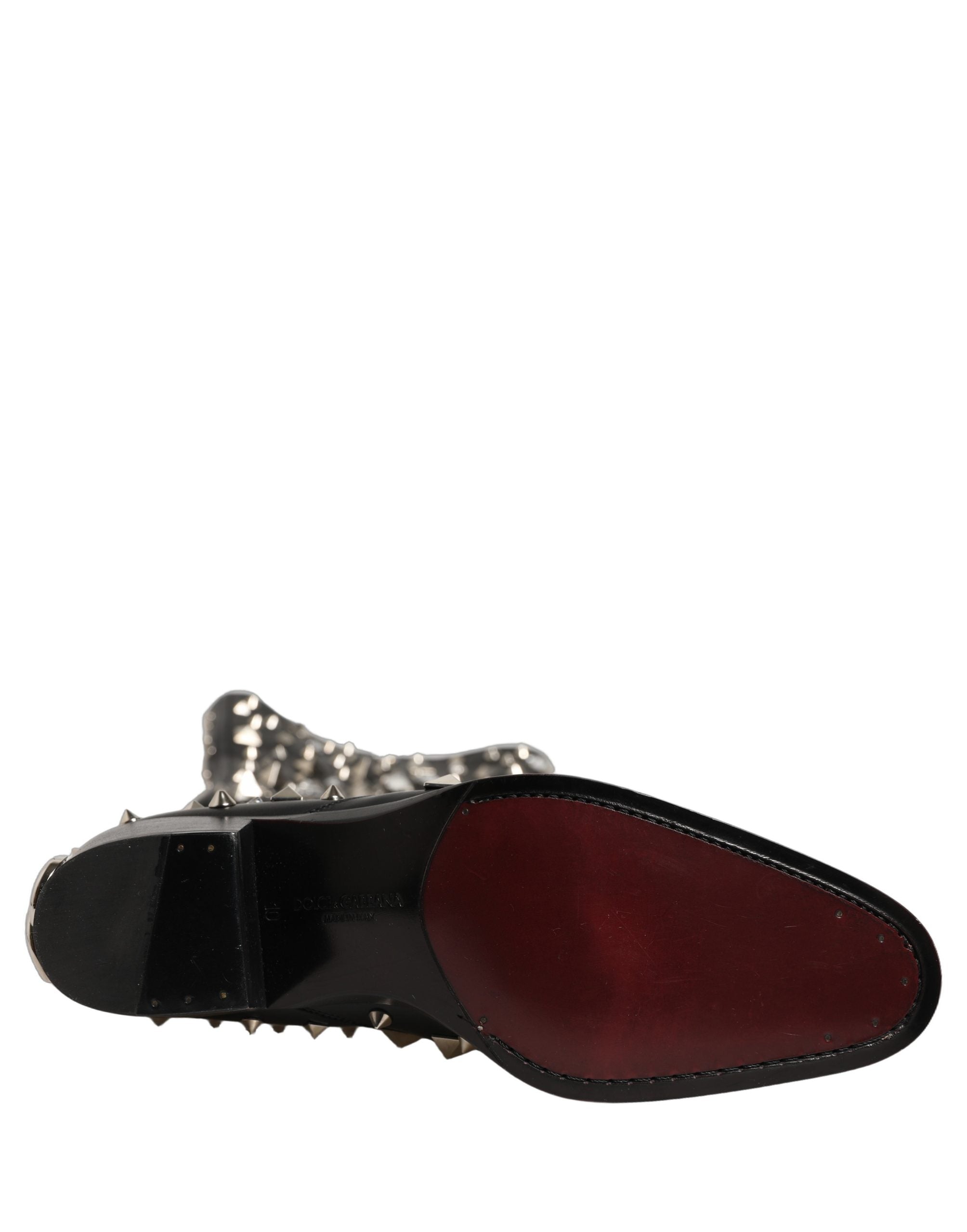 Dolce & Gabbana Black Crystal Embellished High Boots Shoes Dolce & Gabbana