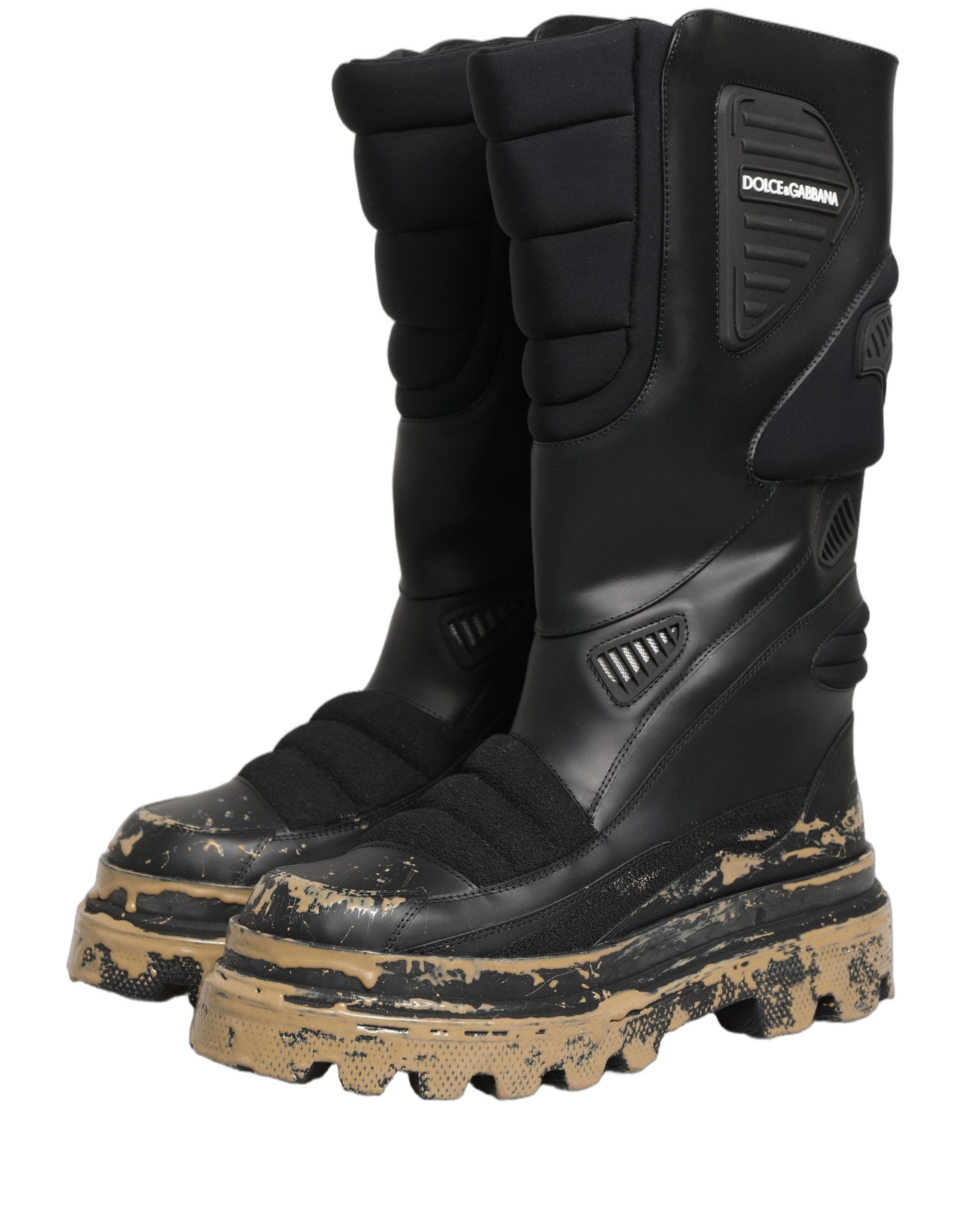 Dolce & Gabbana Black Leather Biker Mid Calf Men Boots Shoes Dolce & Gabbana