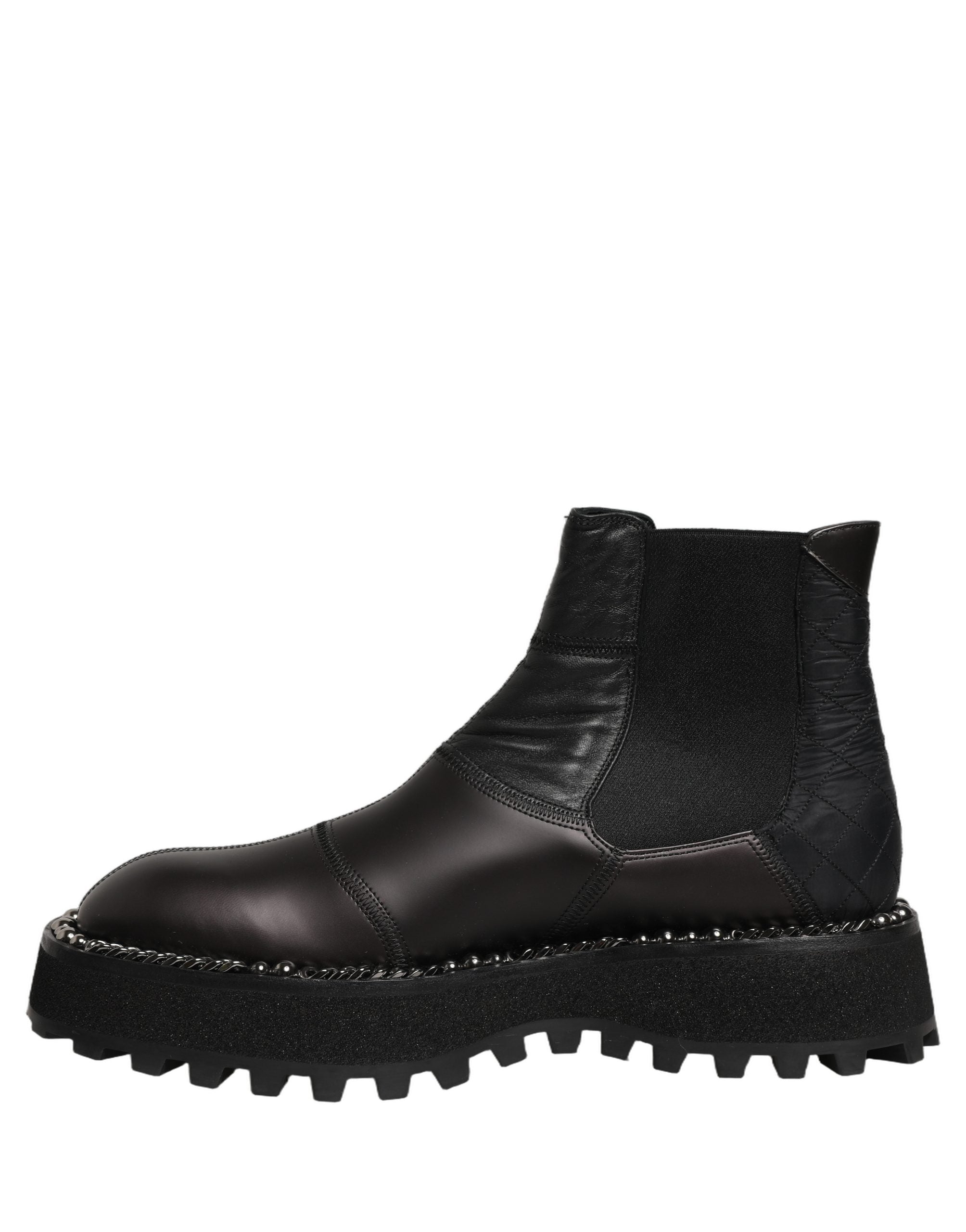 Dolce & Gabbana Black Chelsea Boots Leather Slip On Men Shoes Dolce & Gabbana