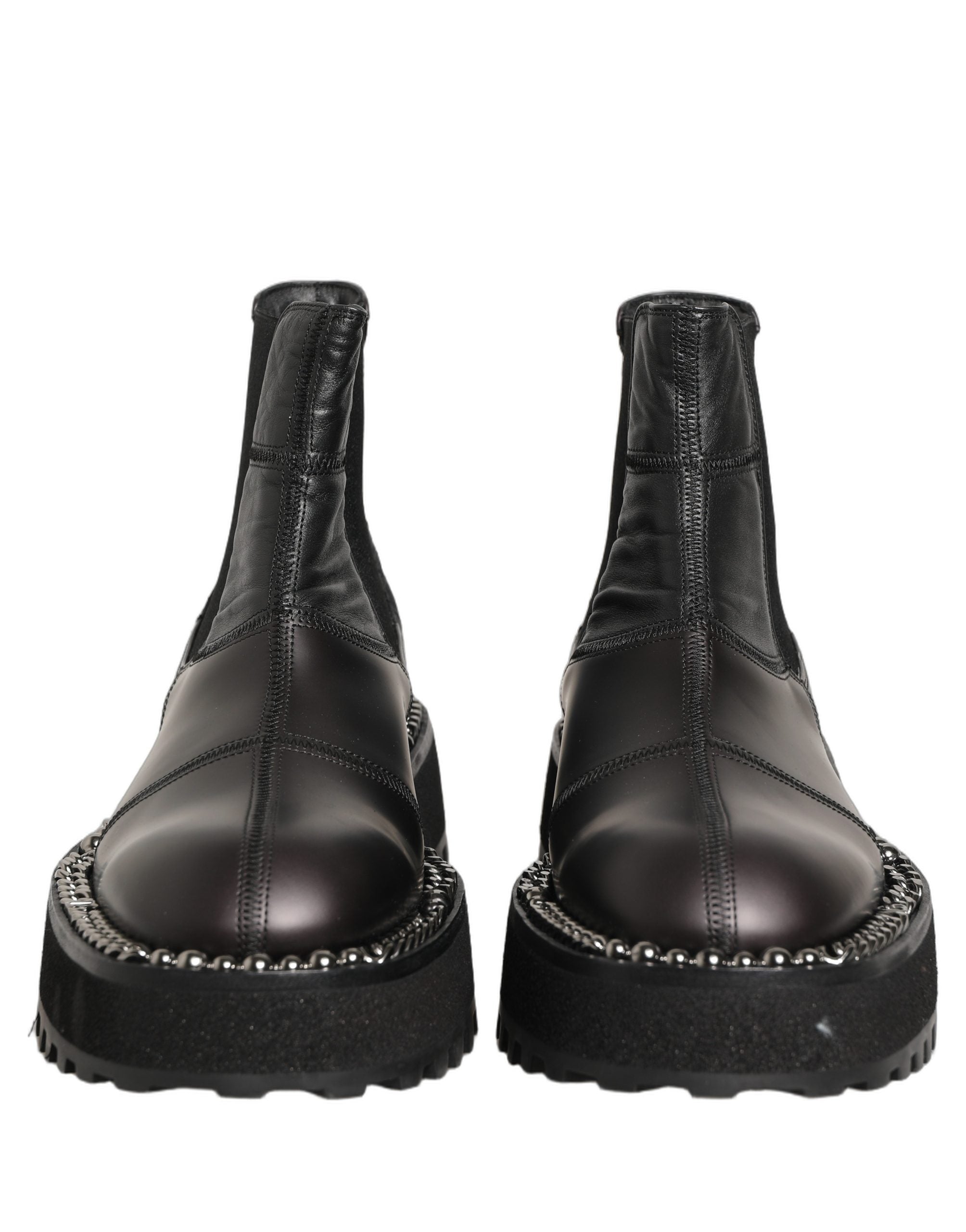 Dolce & Gabbana Black Chelsea Boots Leather Slip On Men Shoes Dolce & Gabbana