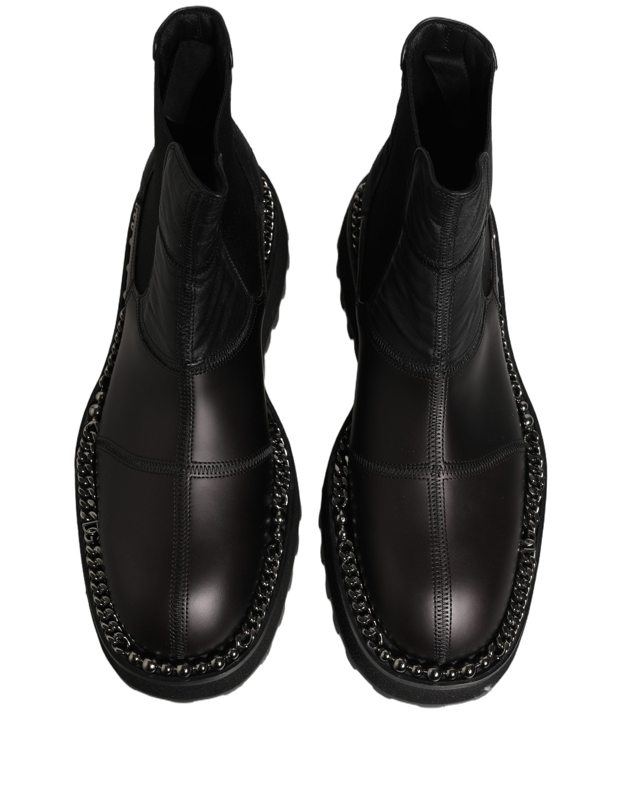 Dolce & Gabbana Black Chelsea Boots Leather Slip On Men Shoes Dolce & Gabbana