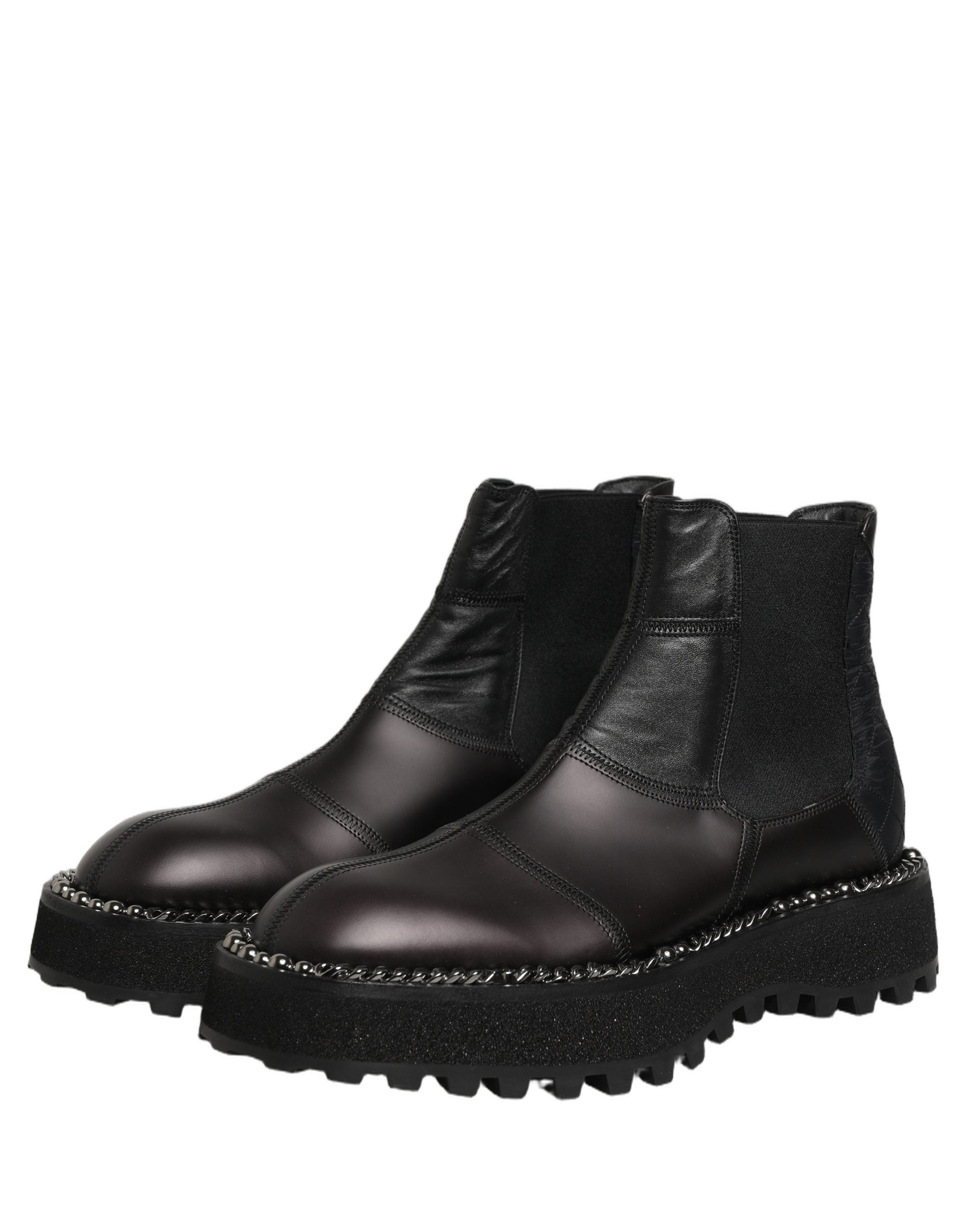 Dolce & Gabbana Black Chelsea Boots Leather Slip On Men Shoes Dolce & Gabbana