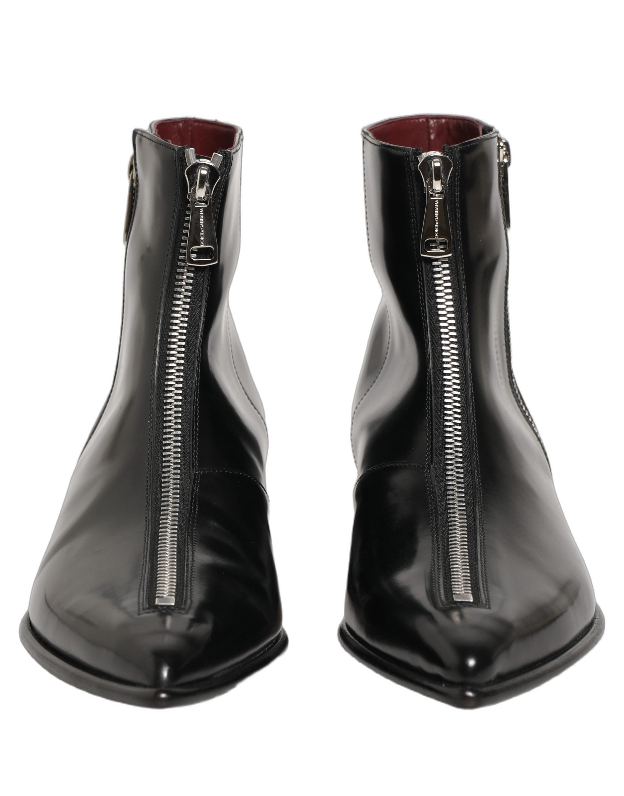 Dolce & Gabbana Black Leather Zipper Mid Calf Men Boots Shoes Dolce & Gabbana