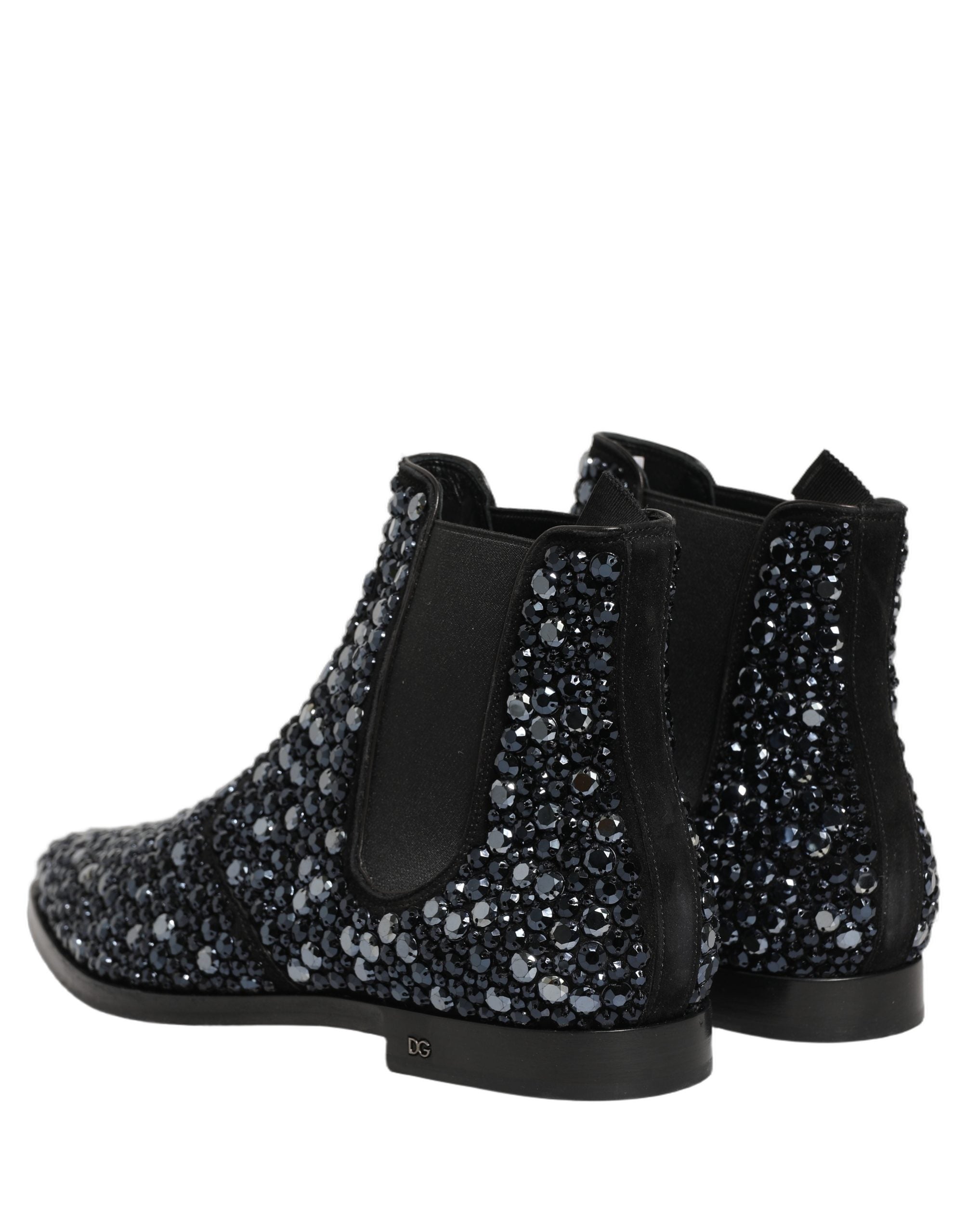 Dolce & Gabbana Black Embellished Chelsea Ankle Boots Shoes Dolce & Gabbana
