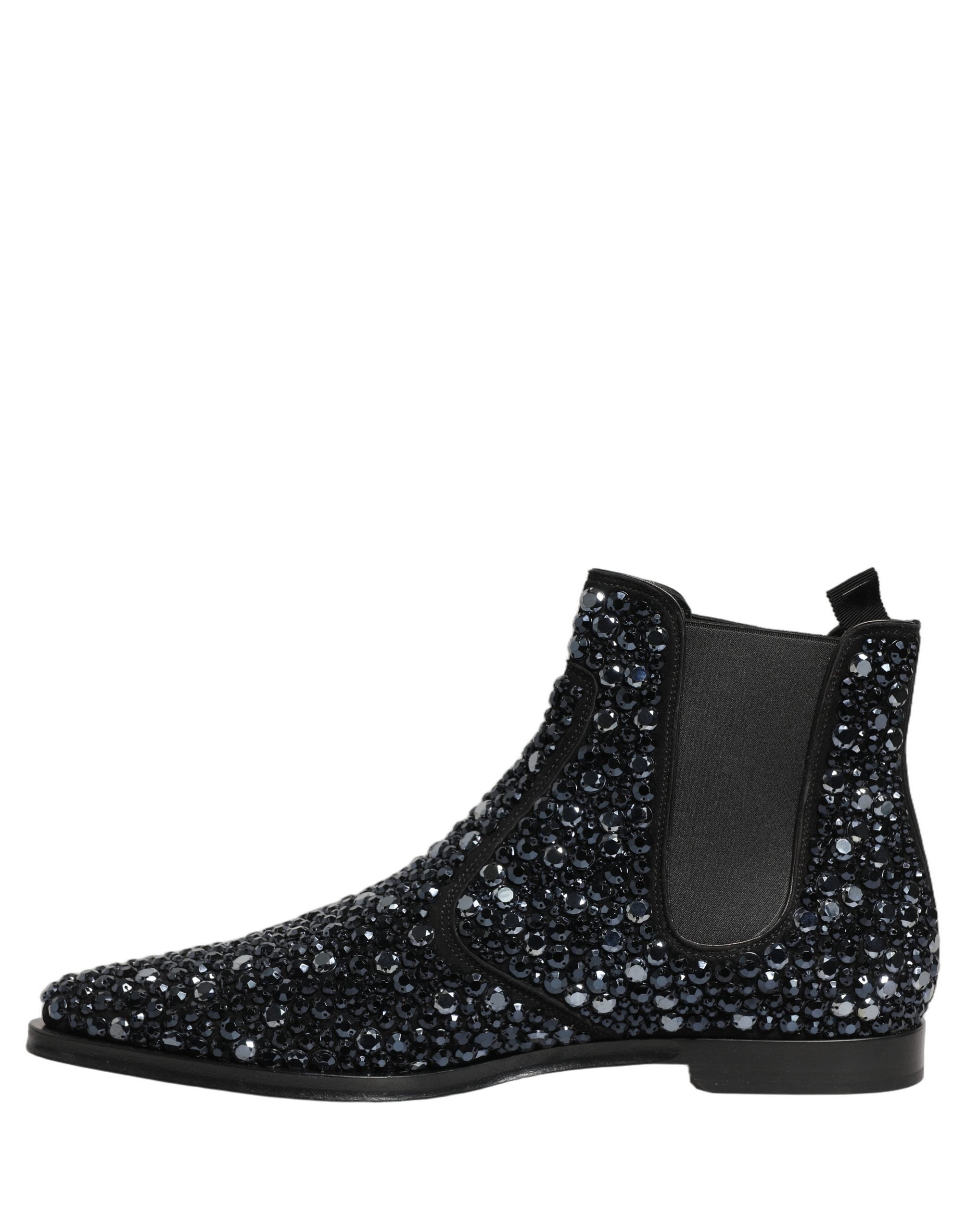 Dolce & Gabbana Black Embellished Chelsea Ankle Boots Shoes Dolce & Gabbana