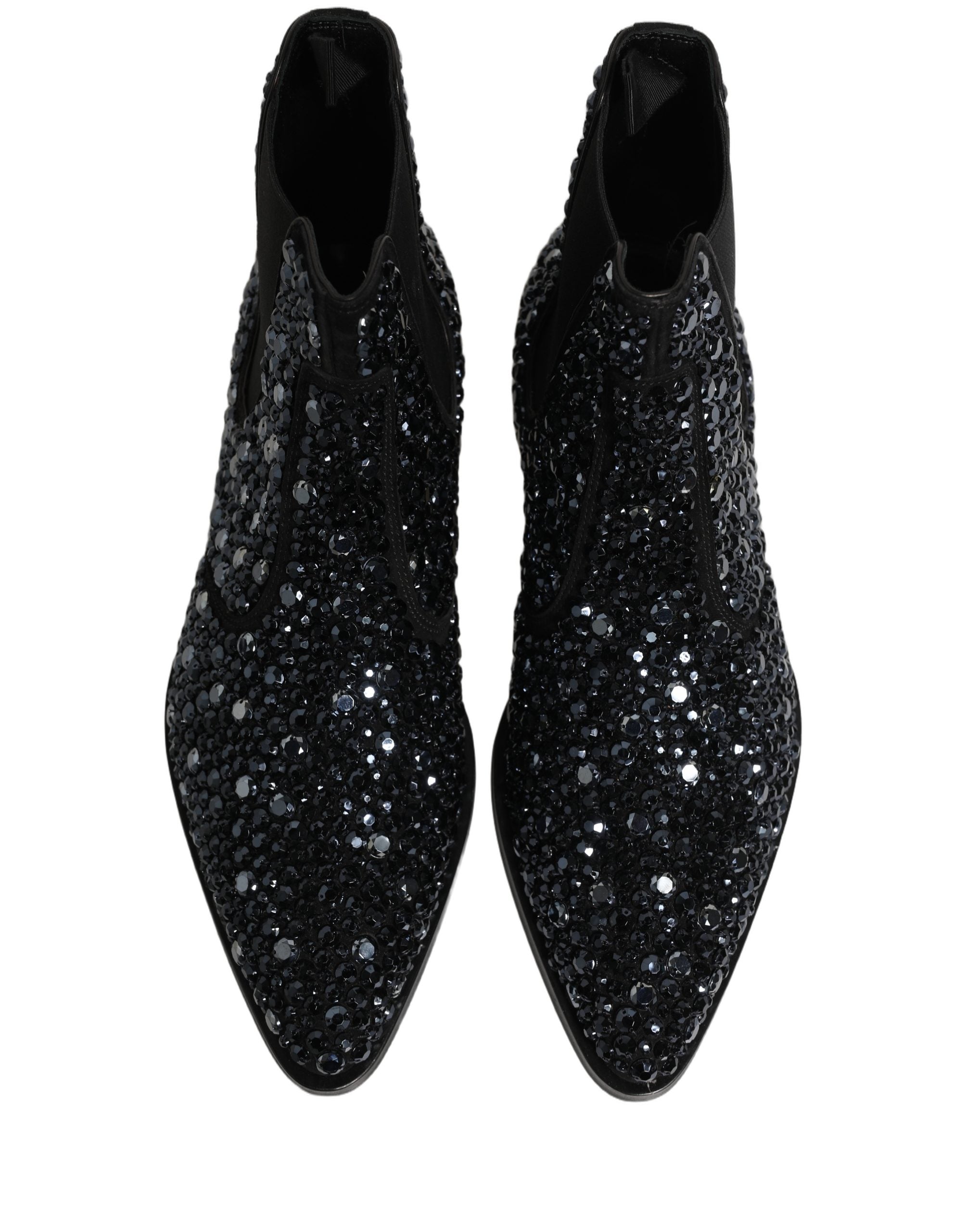 Dolce & Gabbana Black Embellished Chelsea Ankle Boots Shoes Dolce & Gabbana