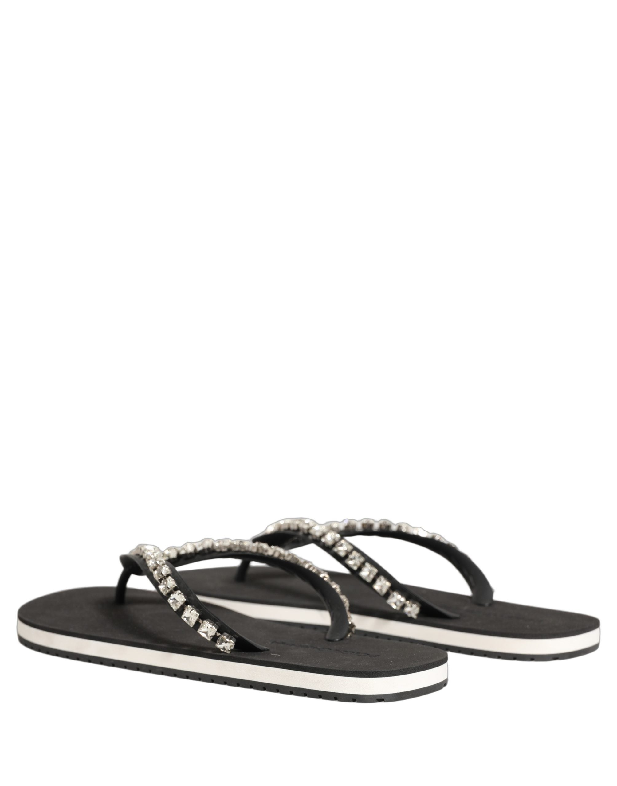 Dolce & Gabbana Black Embellished Rubber Flip Flops Men Shoes Dolce & Gabbana