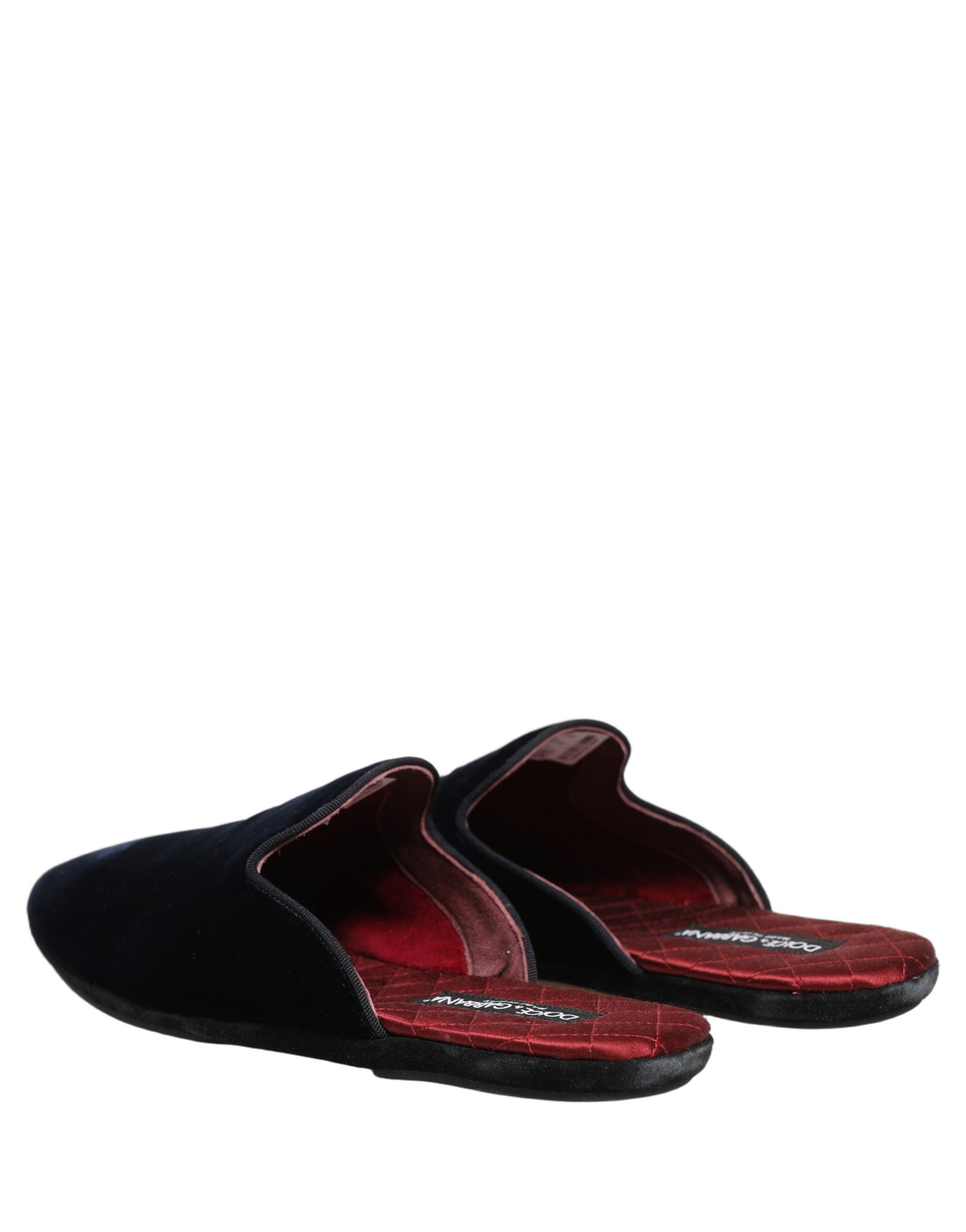 Dolce & Gabbana Dark Blue Suede Slides Flat Slipper Men Shoes Dolce & Gabbana