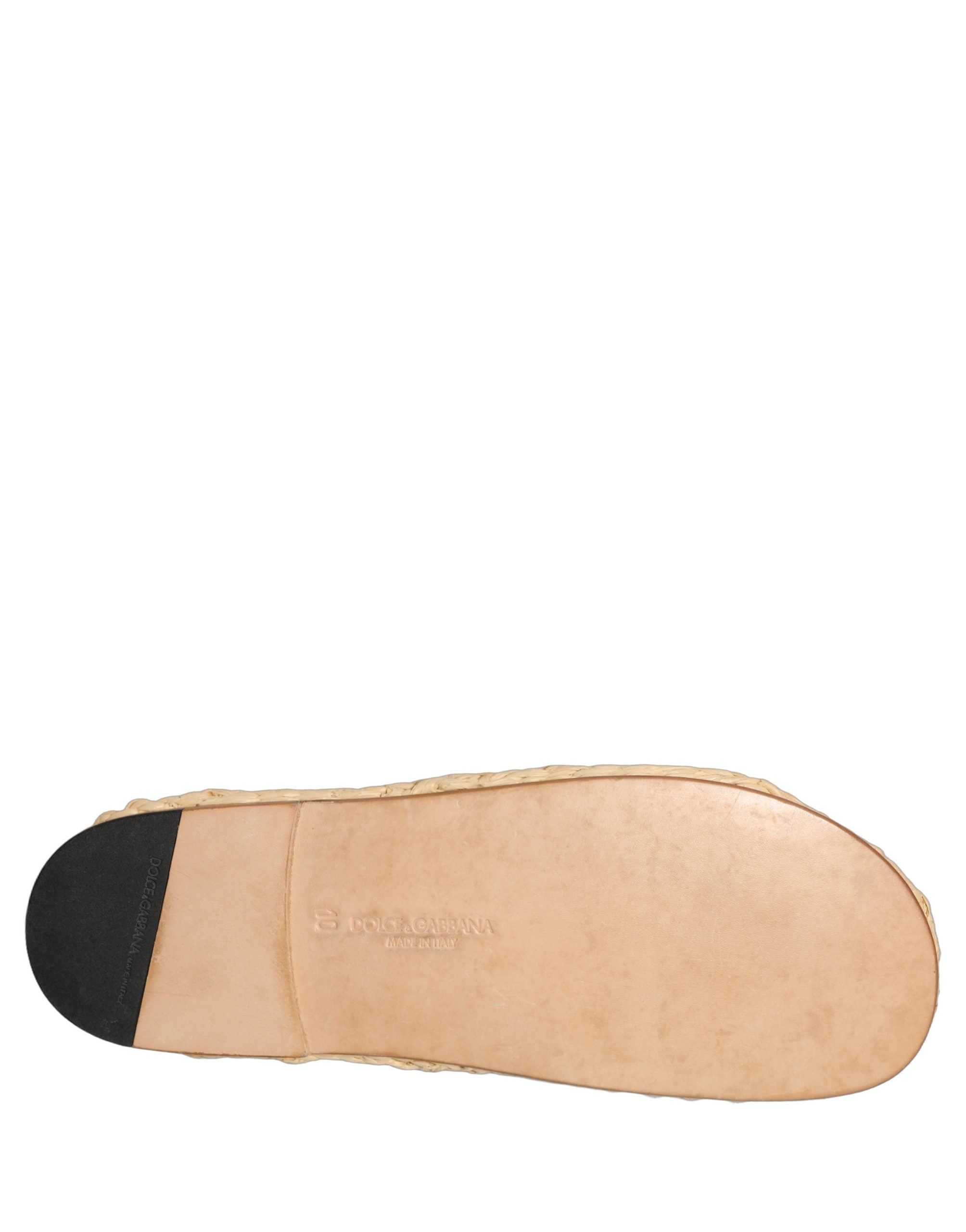 Dolce & Gabbana Beige Straw Raffia Slides Sandals Flats Shoes Dolce & Gabbana