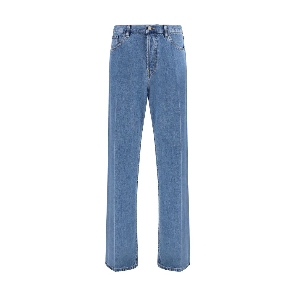 Valentino Garavani Blue Cotton Straight-Leg Jeans Valentino Garavani