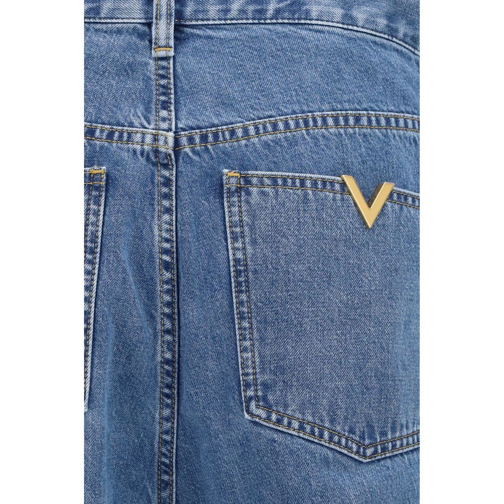 Valentino Garavani Blue Cotton Straight-Leg Jeans Valentino Garavani