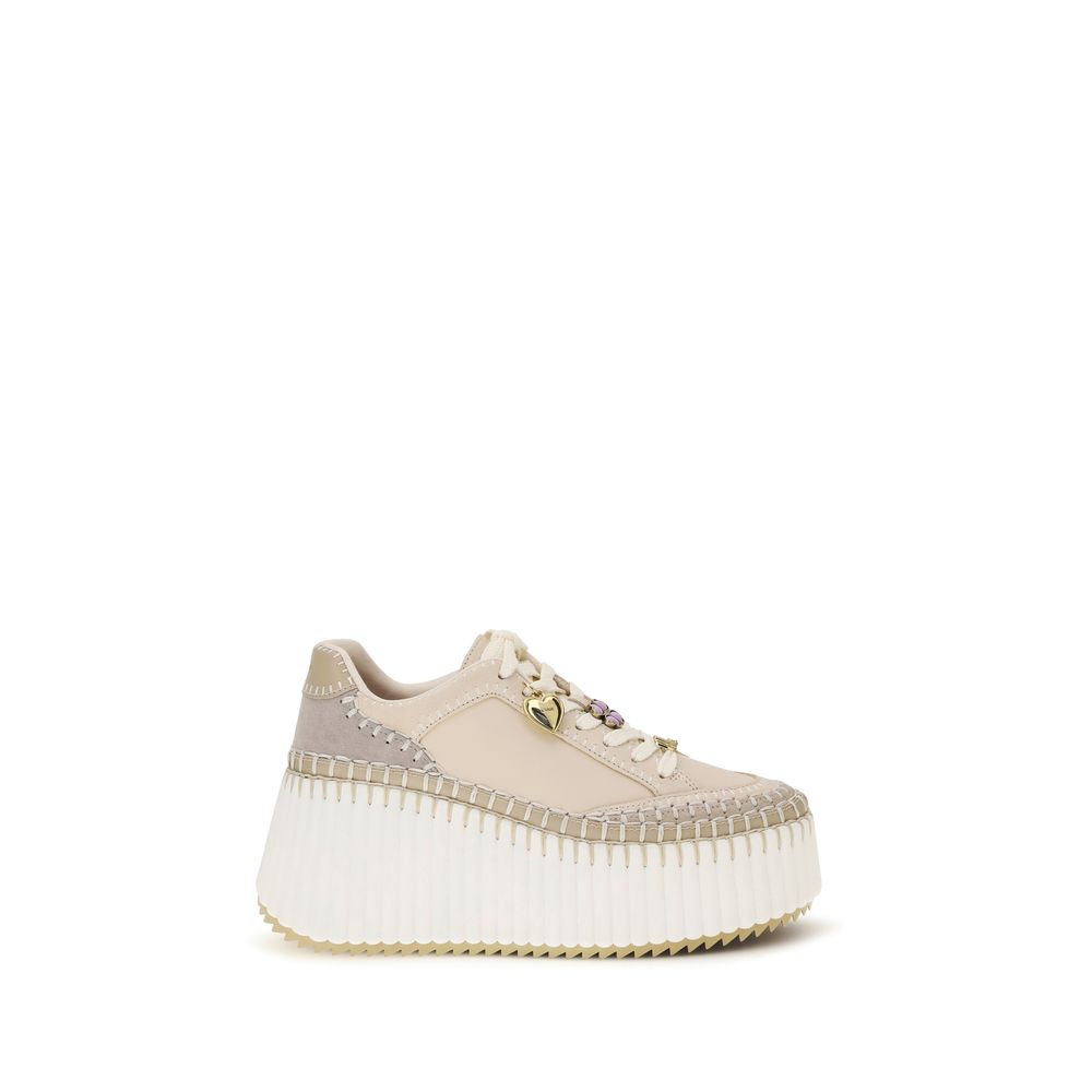Chloé Beige Calf Leather Bos Taurus Platform Sneakers Chloé