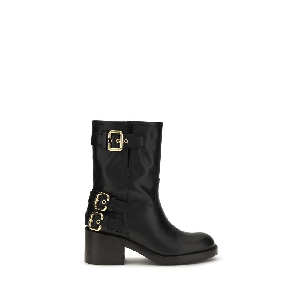 Chloé Black Calf Leather Bos Taurus Ankle Boots Chloé