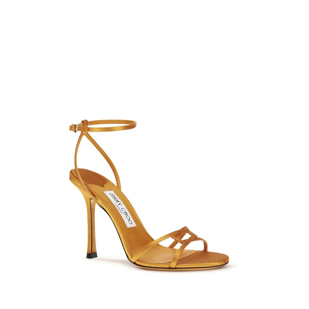 Jimmy Choo Orange Silk Stiletto Heel Sandals Jimmy Choo