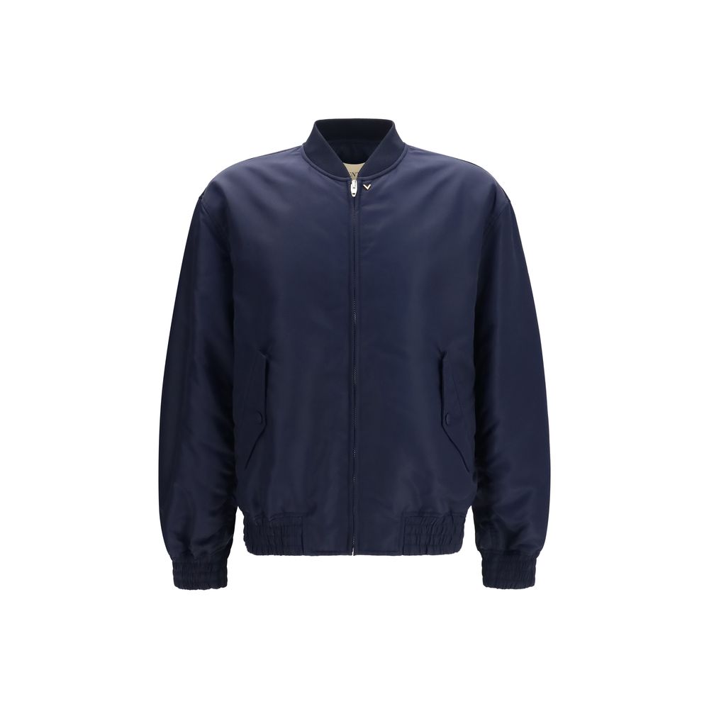 Valentino Garavani Blue Polyamide Bomber Valentino Garavani