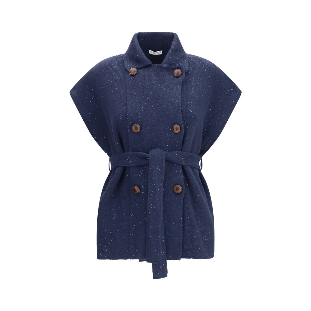Brunello Cucinelli Blue Cotton Coat Brunello Cucinelli